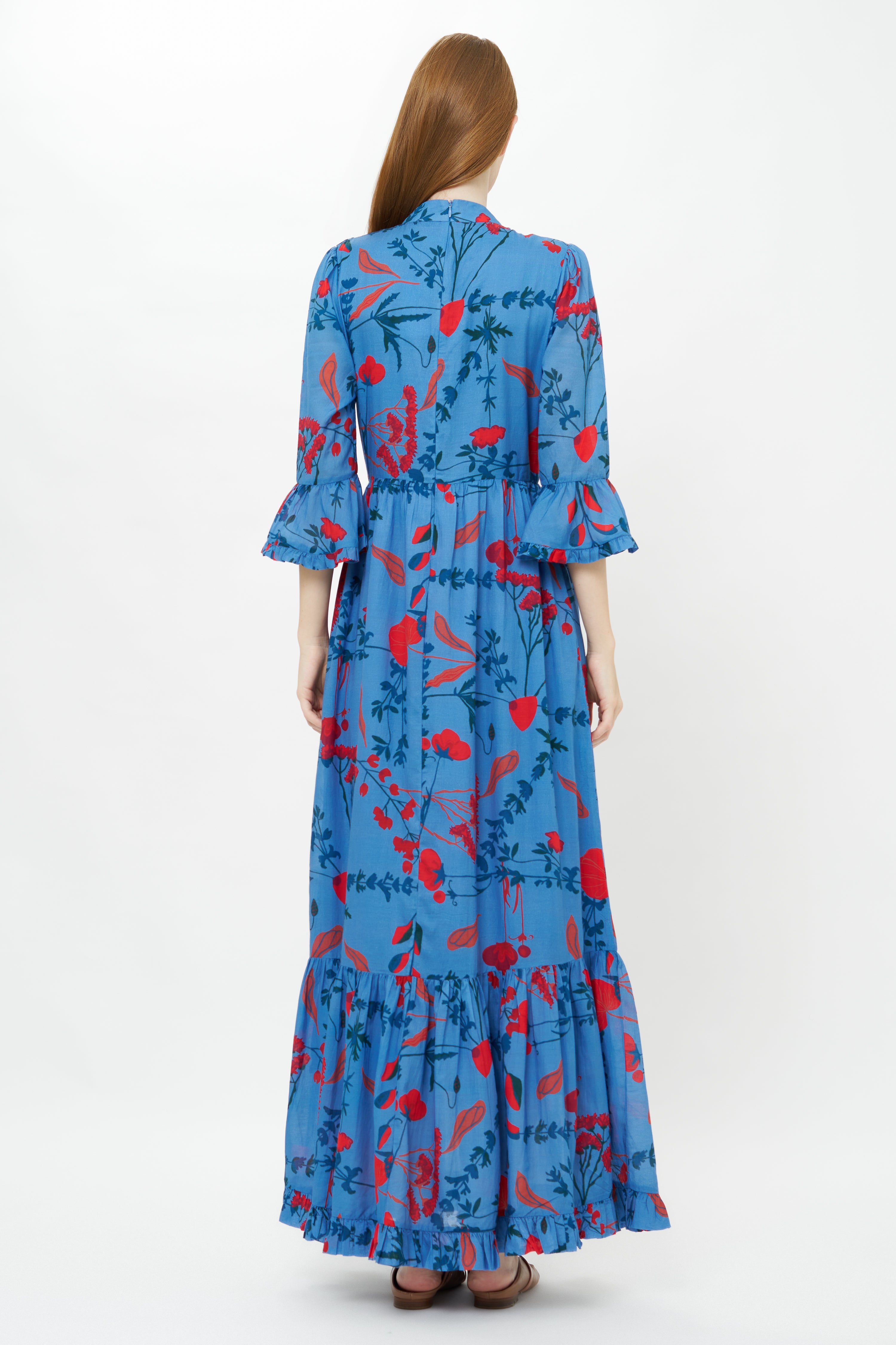 High Neck Bell Maxi- Bartram Blue