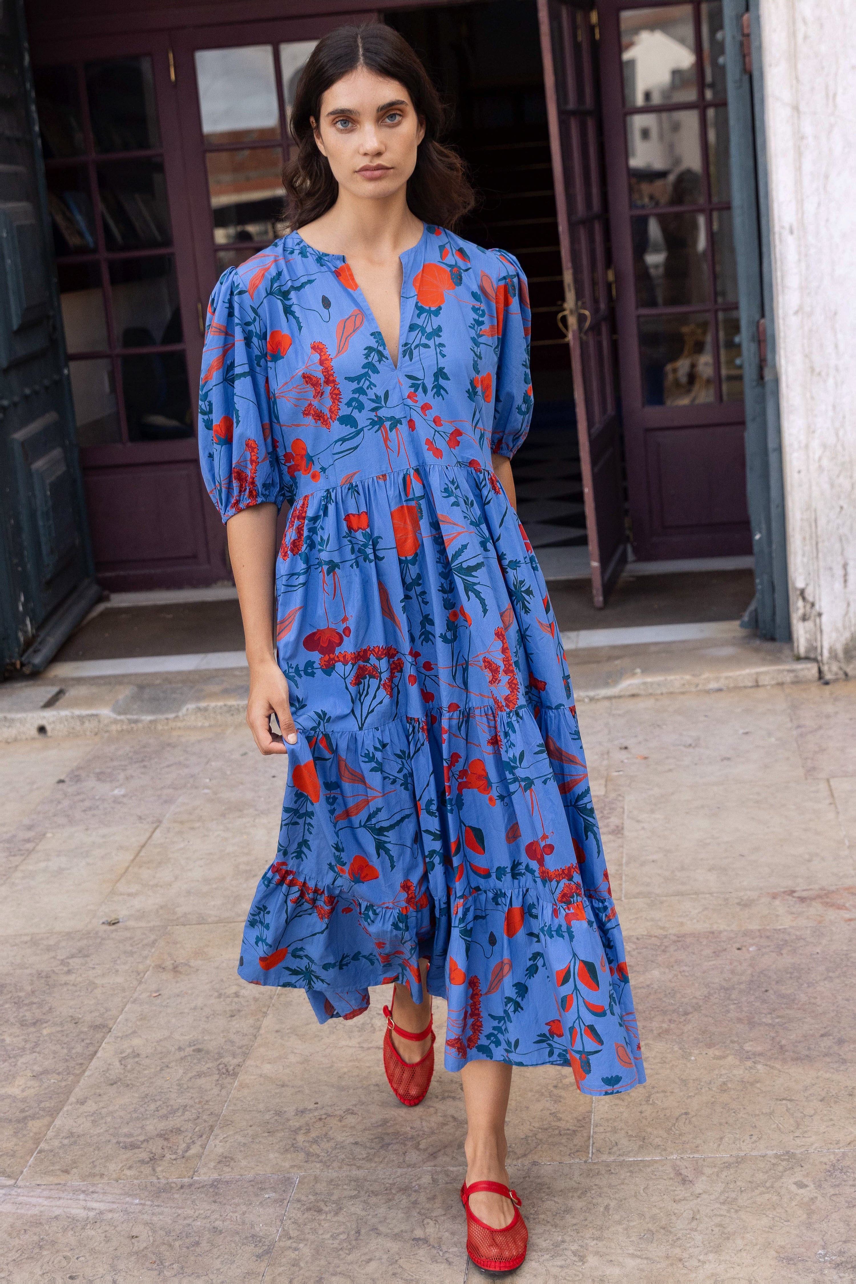 Puff Sleeve Maxi- Bartram Blue