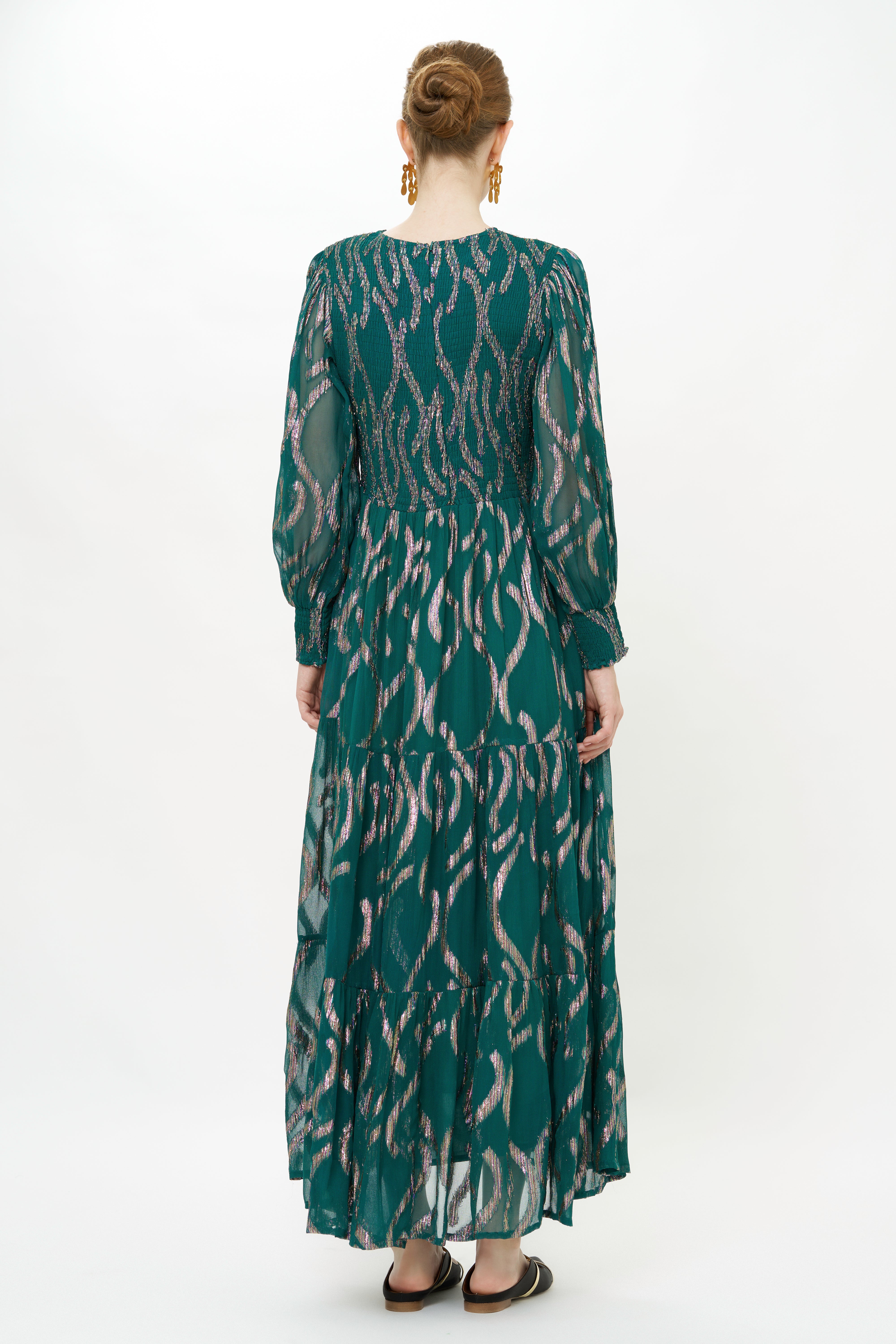 Smocked Top Maxi- Borealis Jade