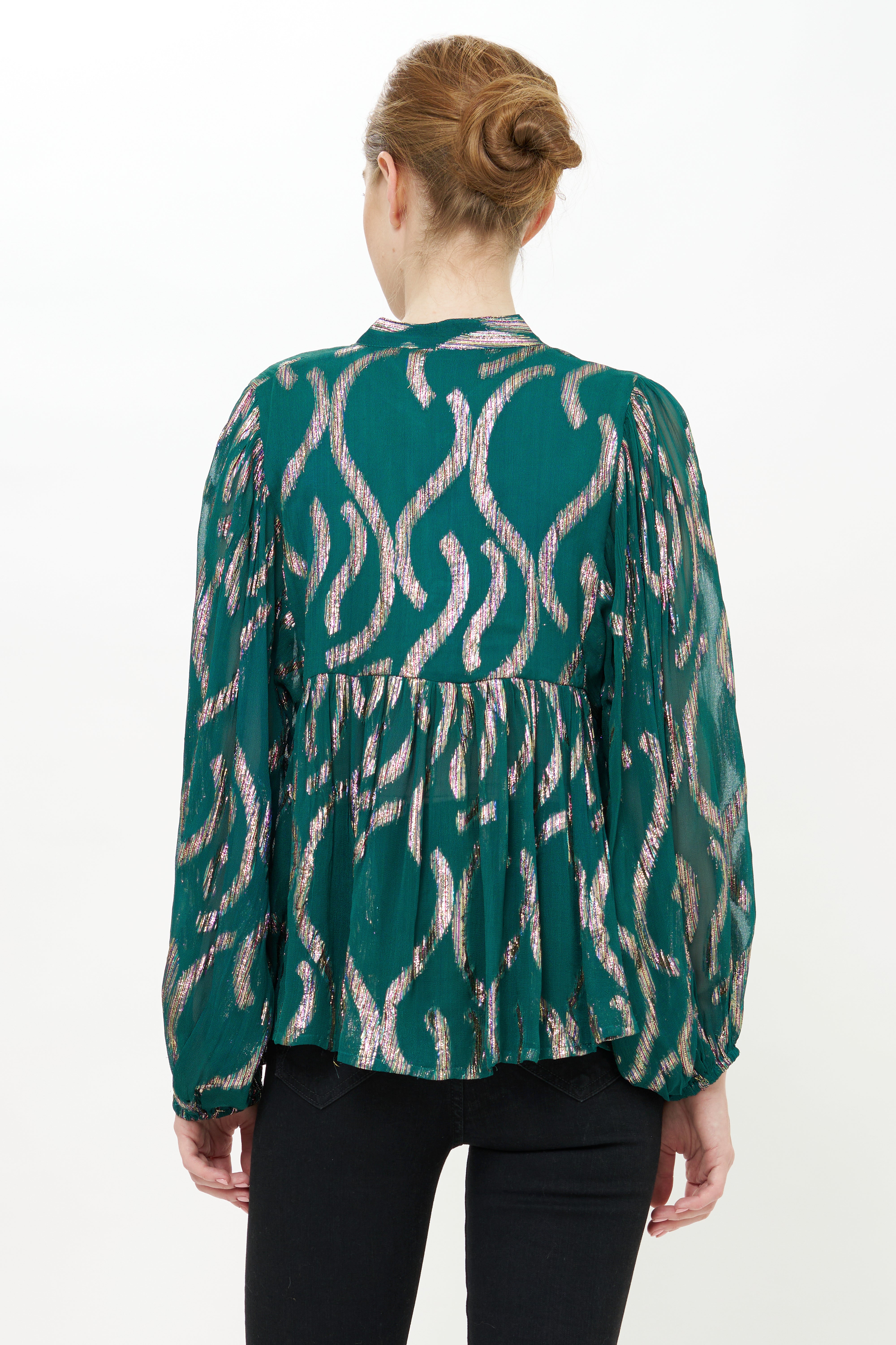 Mandarin Balloon Top- Borealis Jade