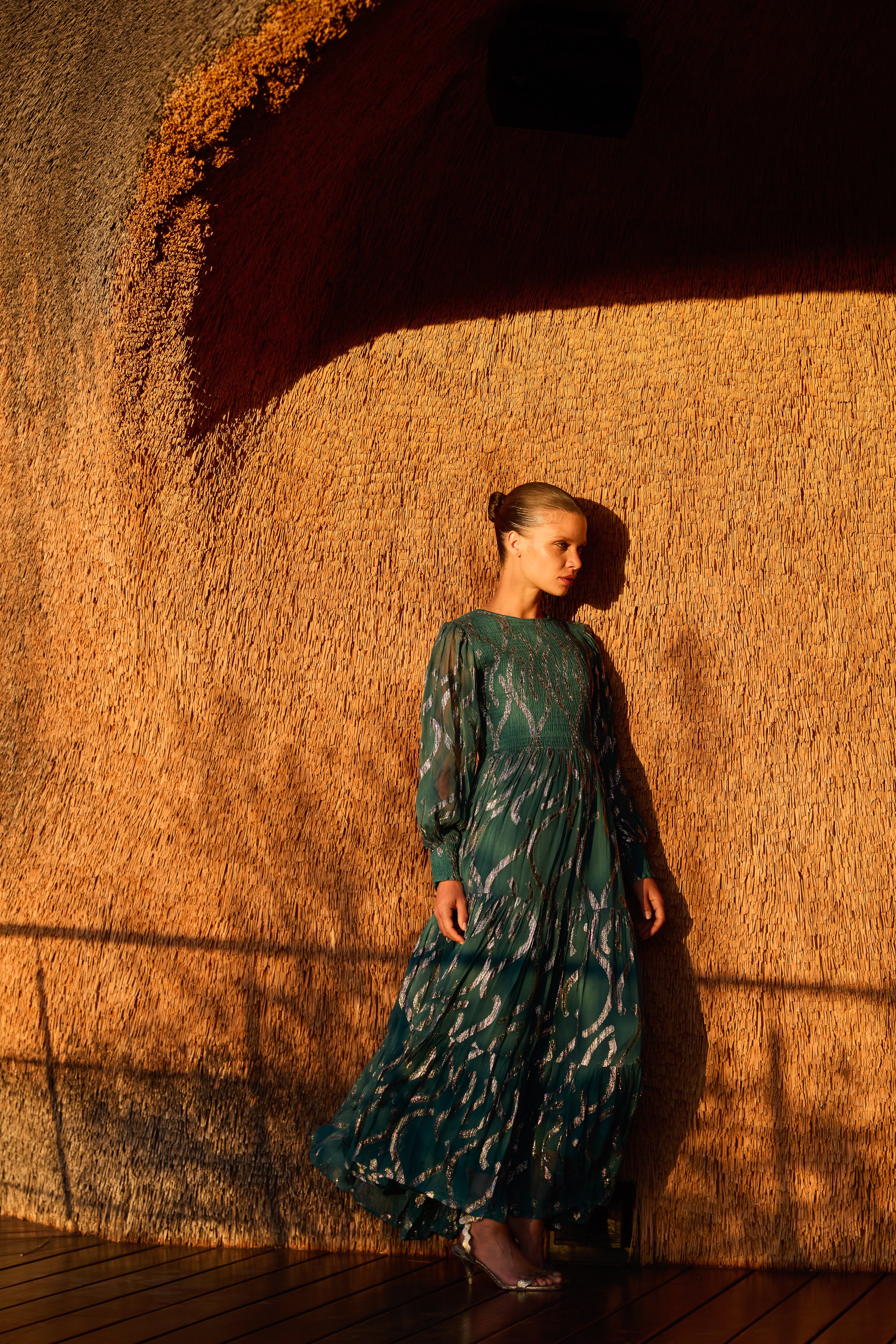 Smocked Top Maxi- Borealis Jade