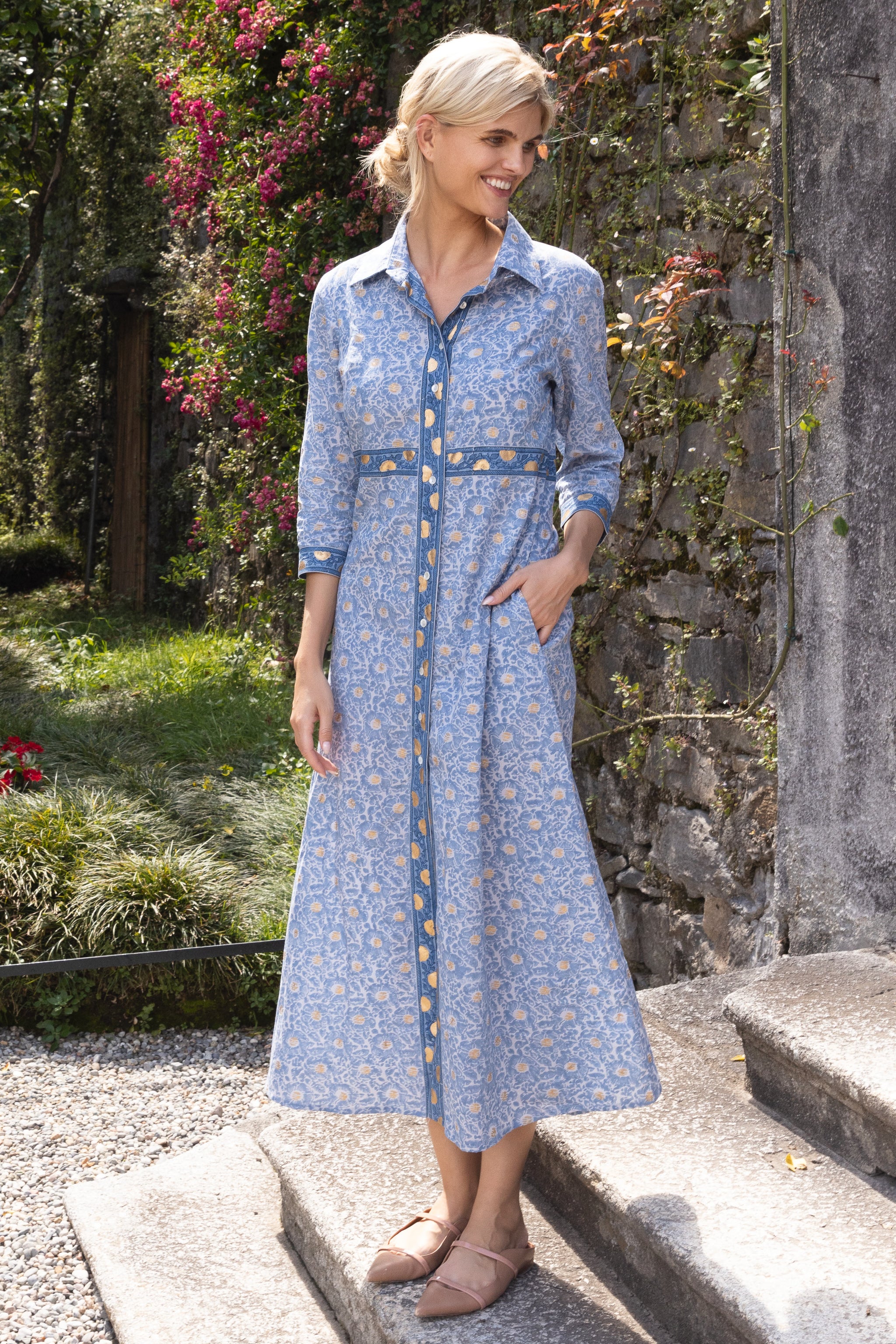 Shirt Dress Maxi- Budapest Blue Shirt Dress Maxi- Budapest Blue