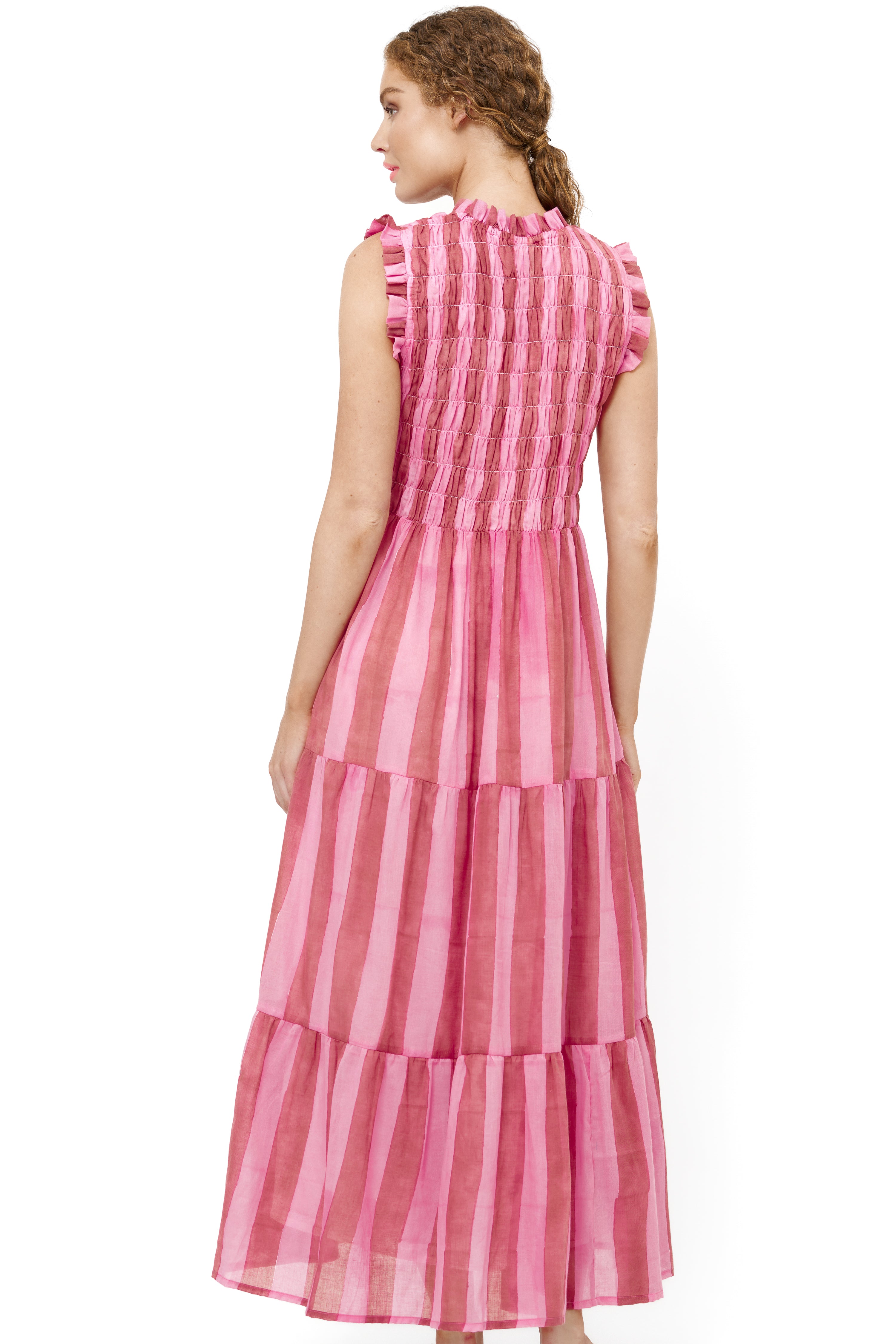 Sleeveless Smocked Maxi- Cabana Rhubarb