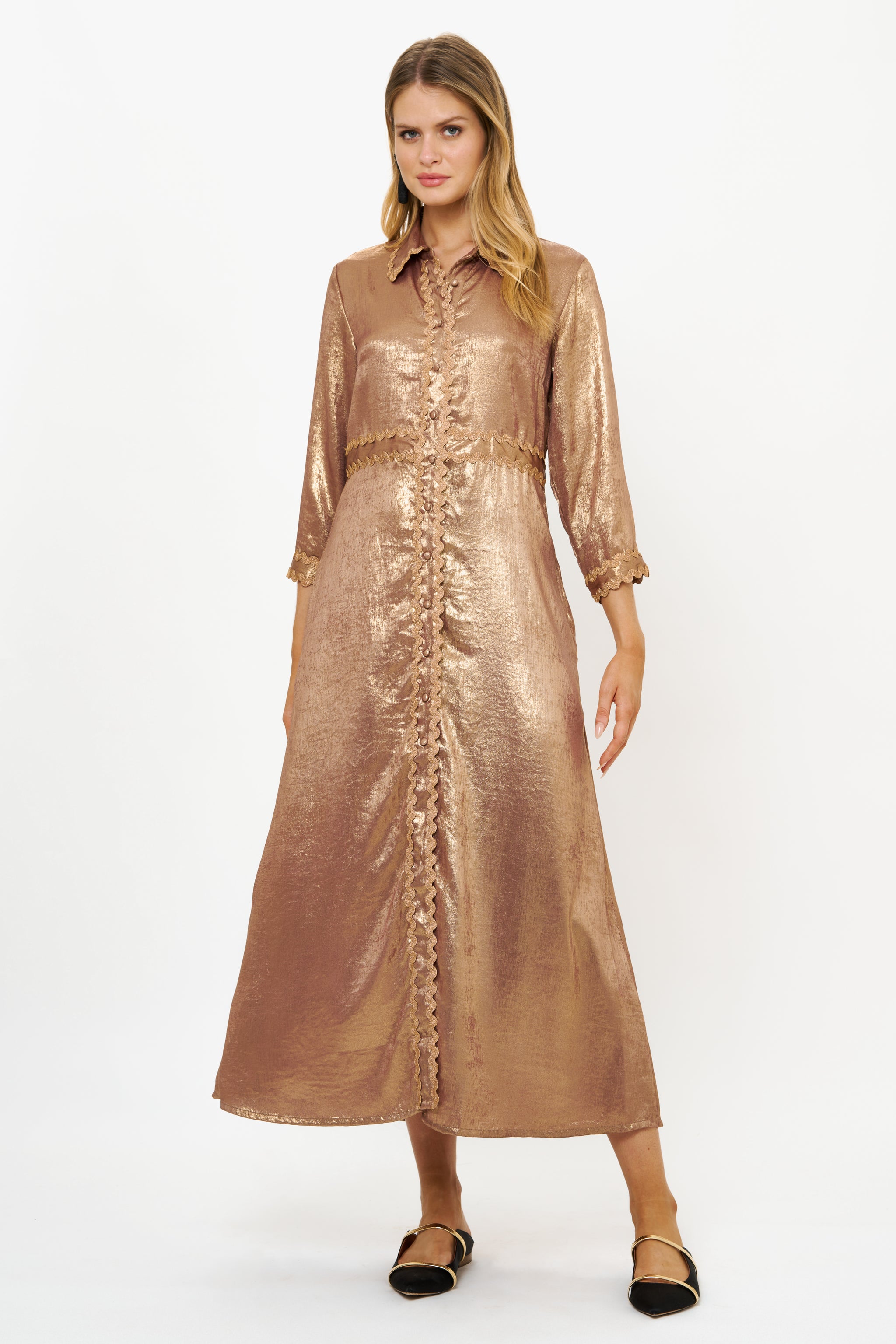Shirt Dress Maxi- Cairo Gold-XS