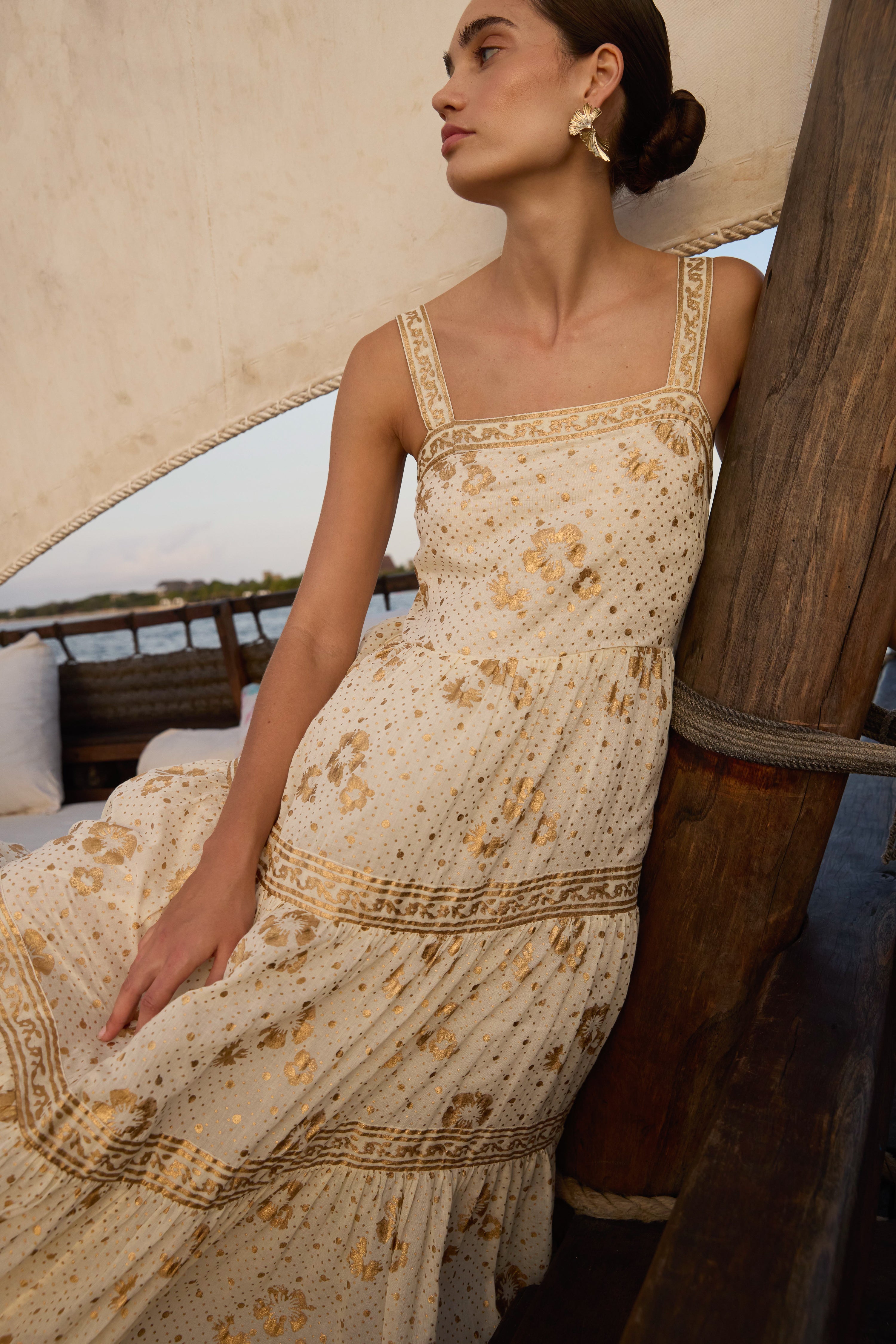 Strappy Maxi- Carlin Cream Gold