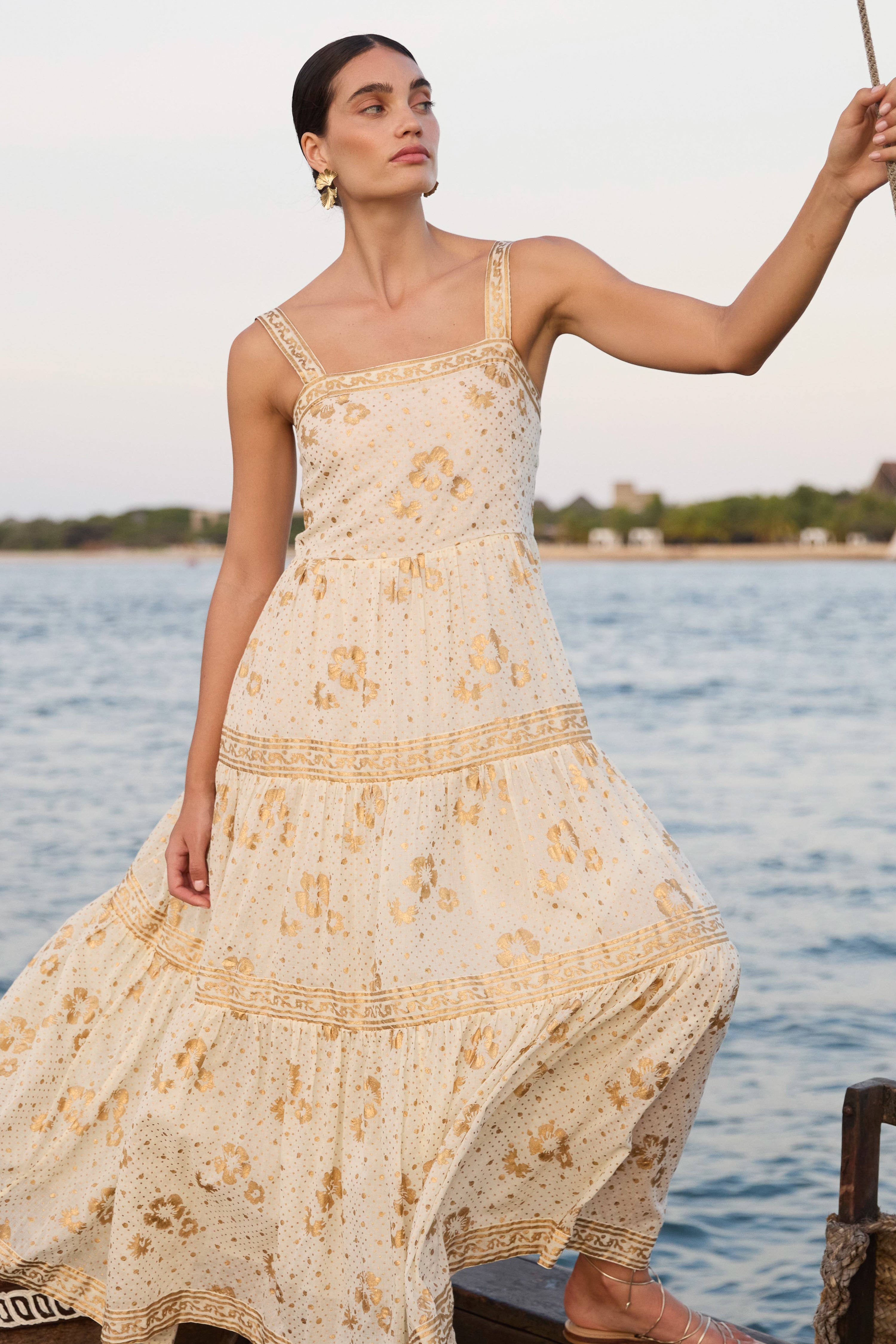 Strappy Maxi- Carlin Cream Gold