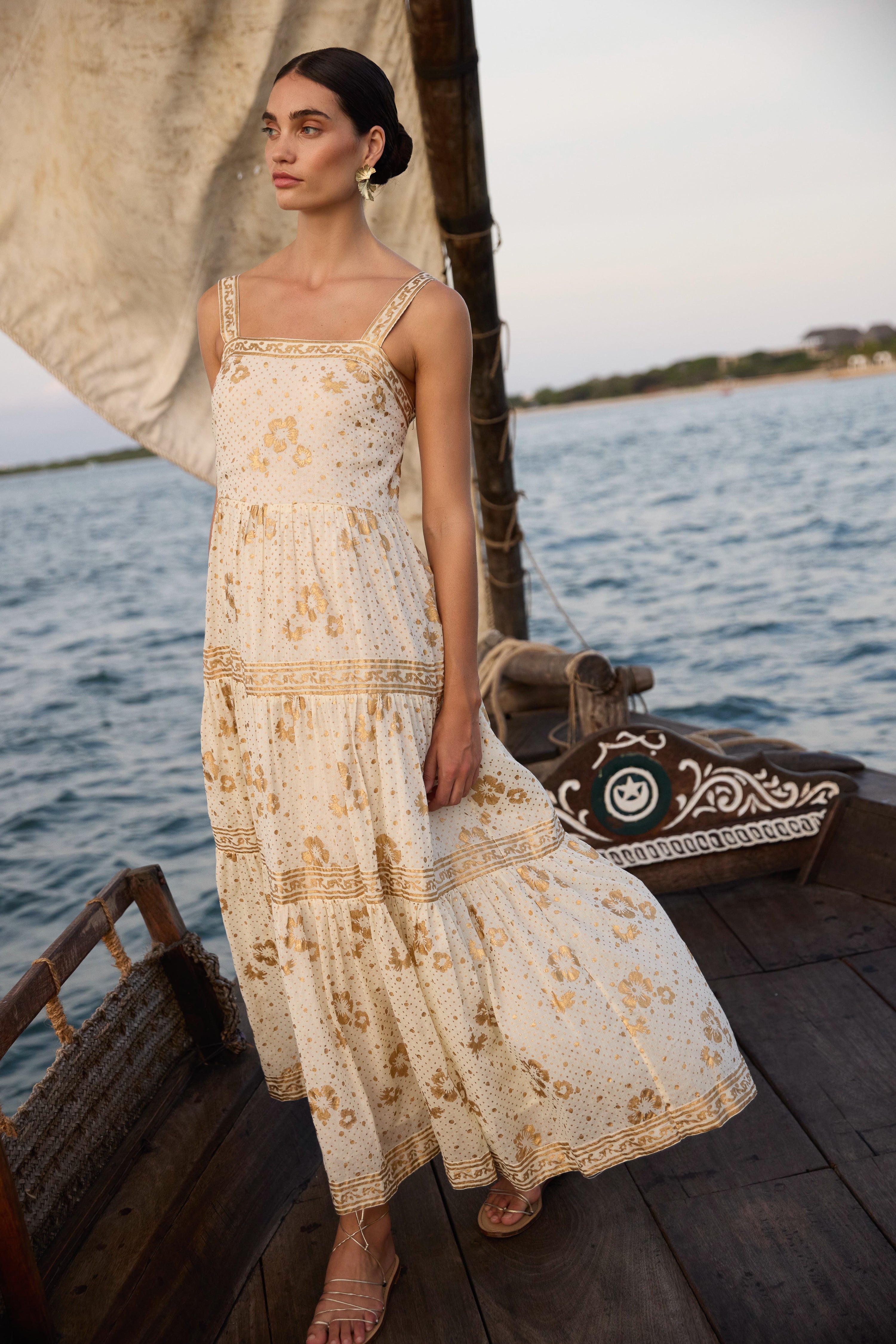 Strappy Maxi- Carlin Cream Gold