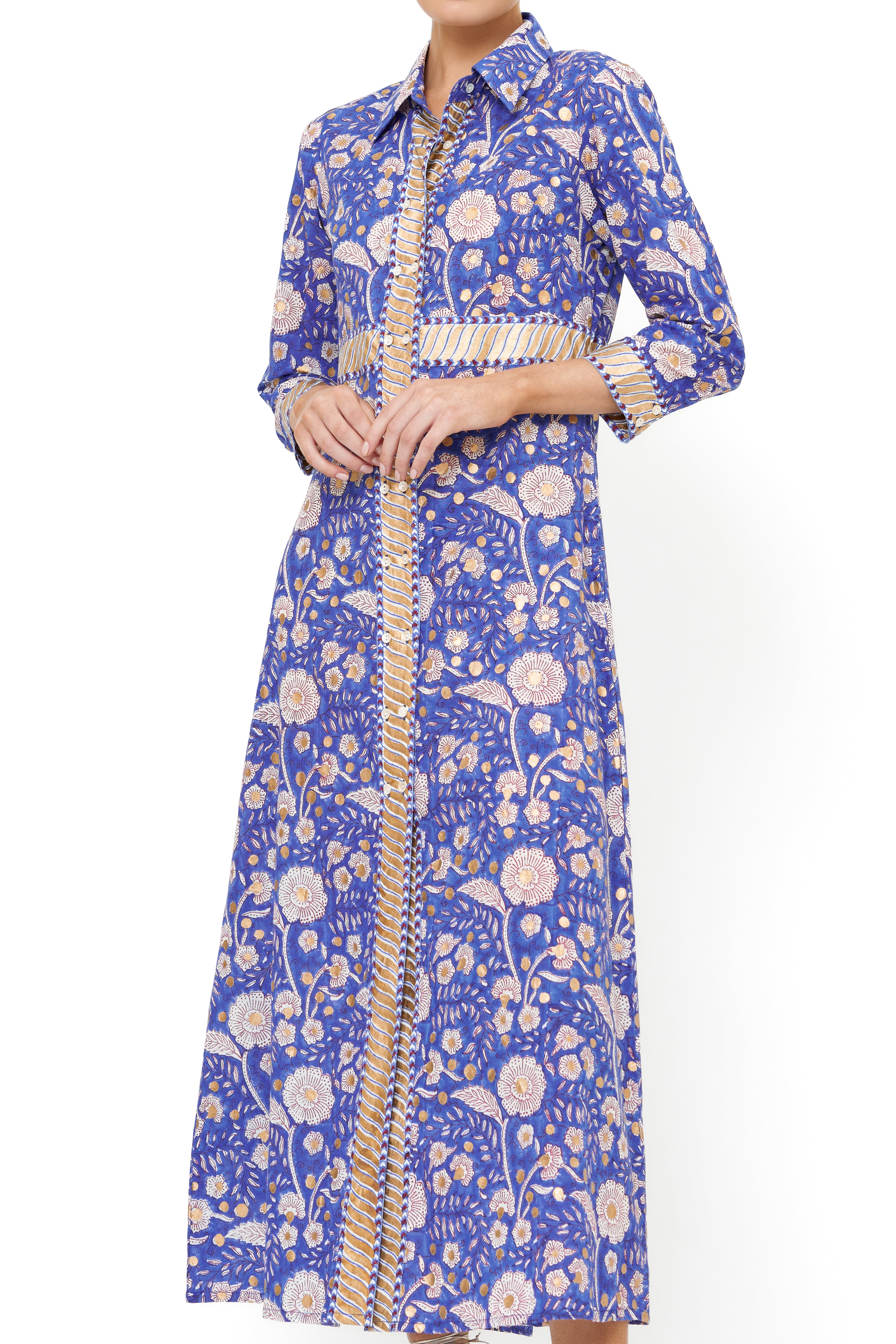 Shirt Dress Maxi- Carolina Cobalt