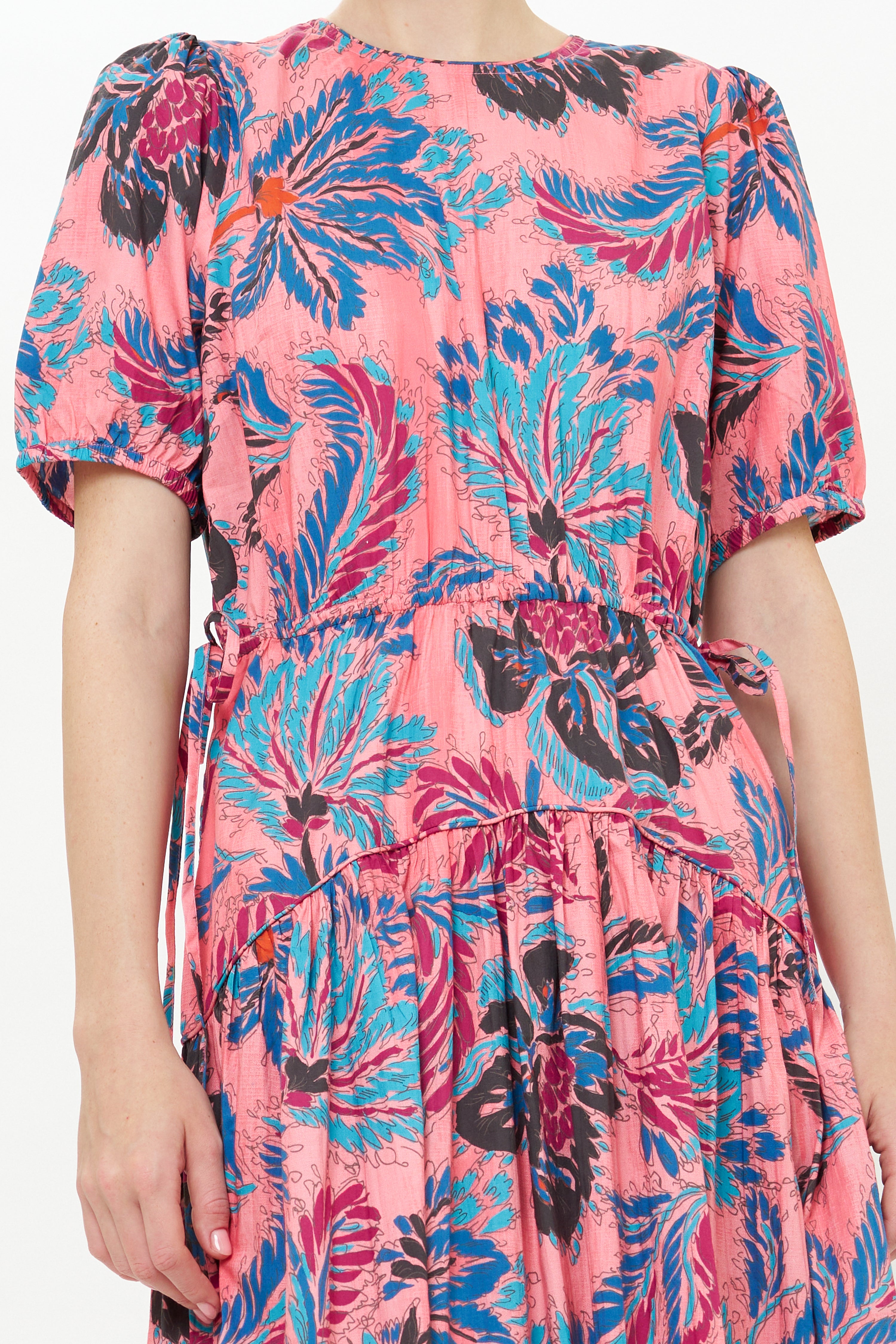 Piped Puff Sleeve Maxi- Chennai Rose