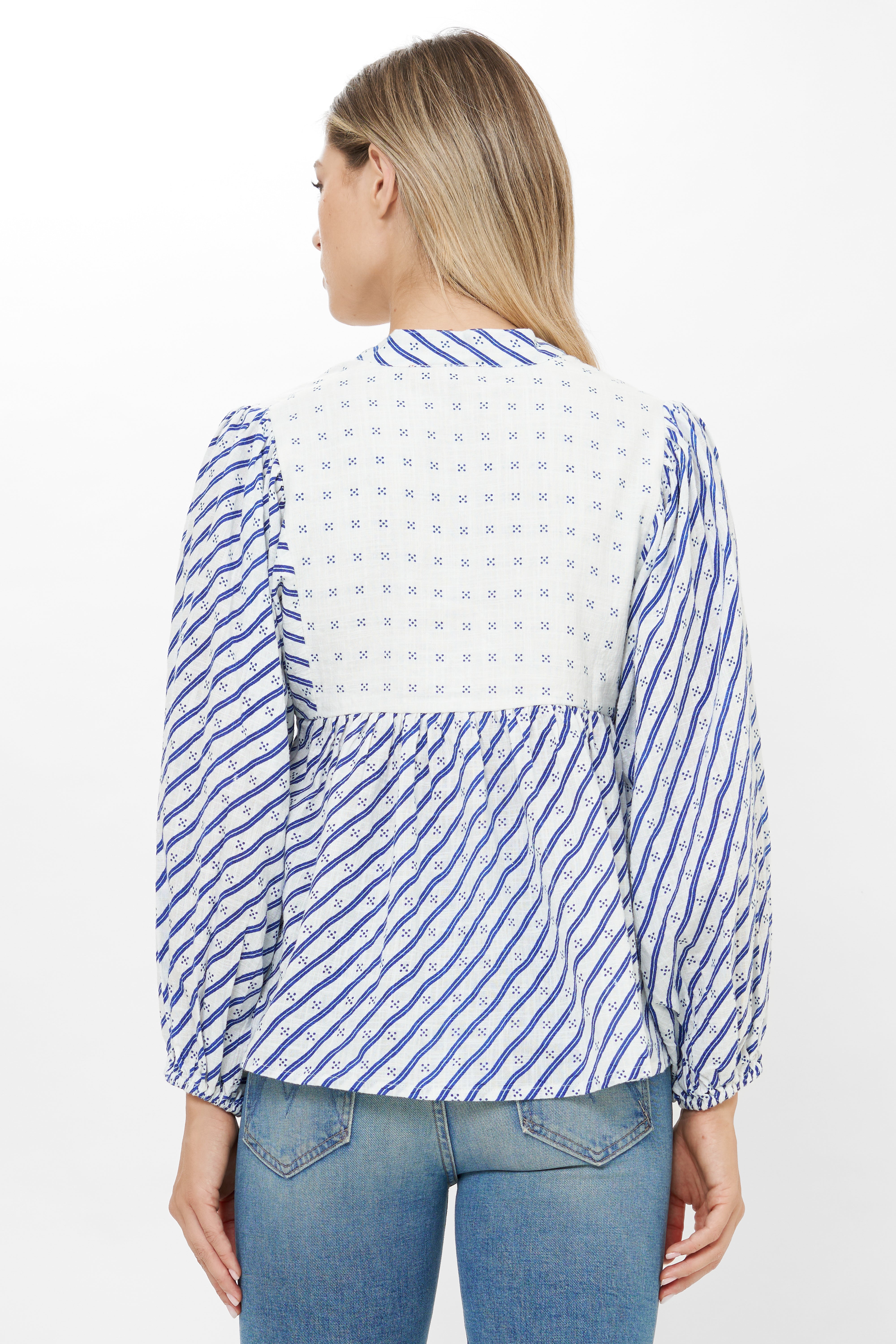 Mandarin Balloon Top- Dipsy Navy