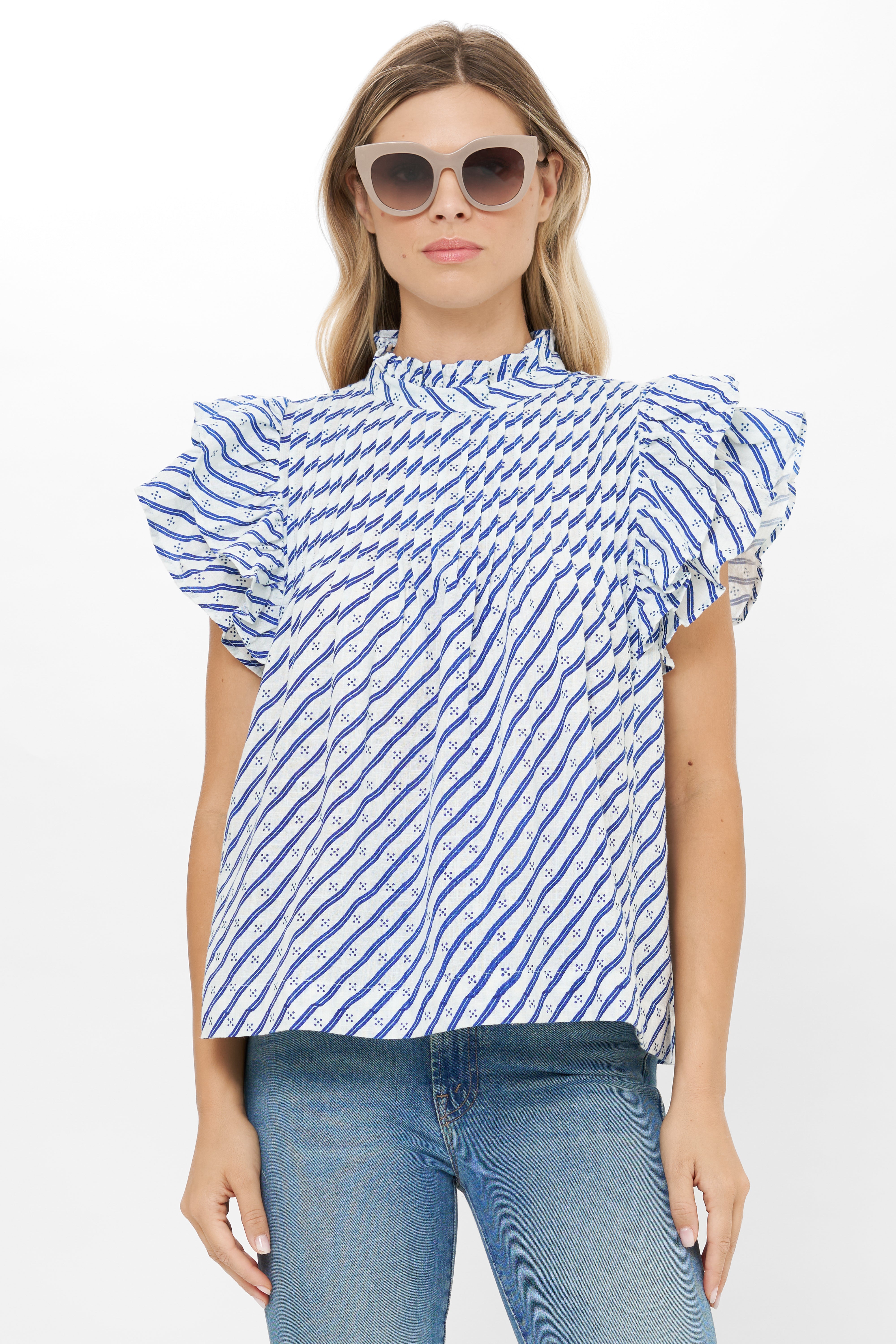 Pintuck Ruffle Top- Dipsy Navy