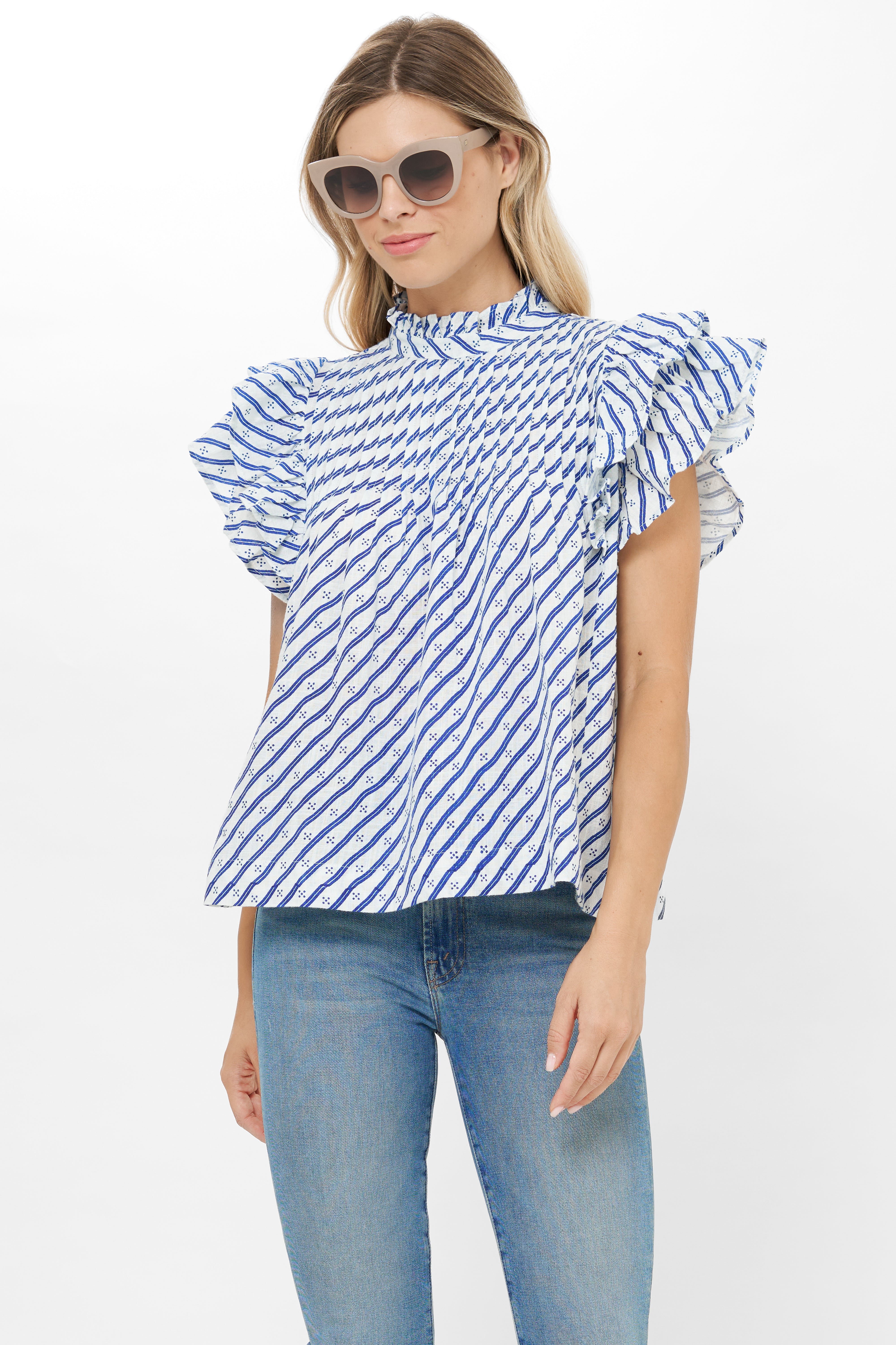 Pintuck Ruffle Top- Dipsy Navy