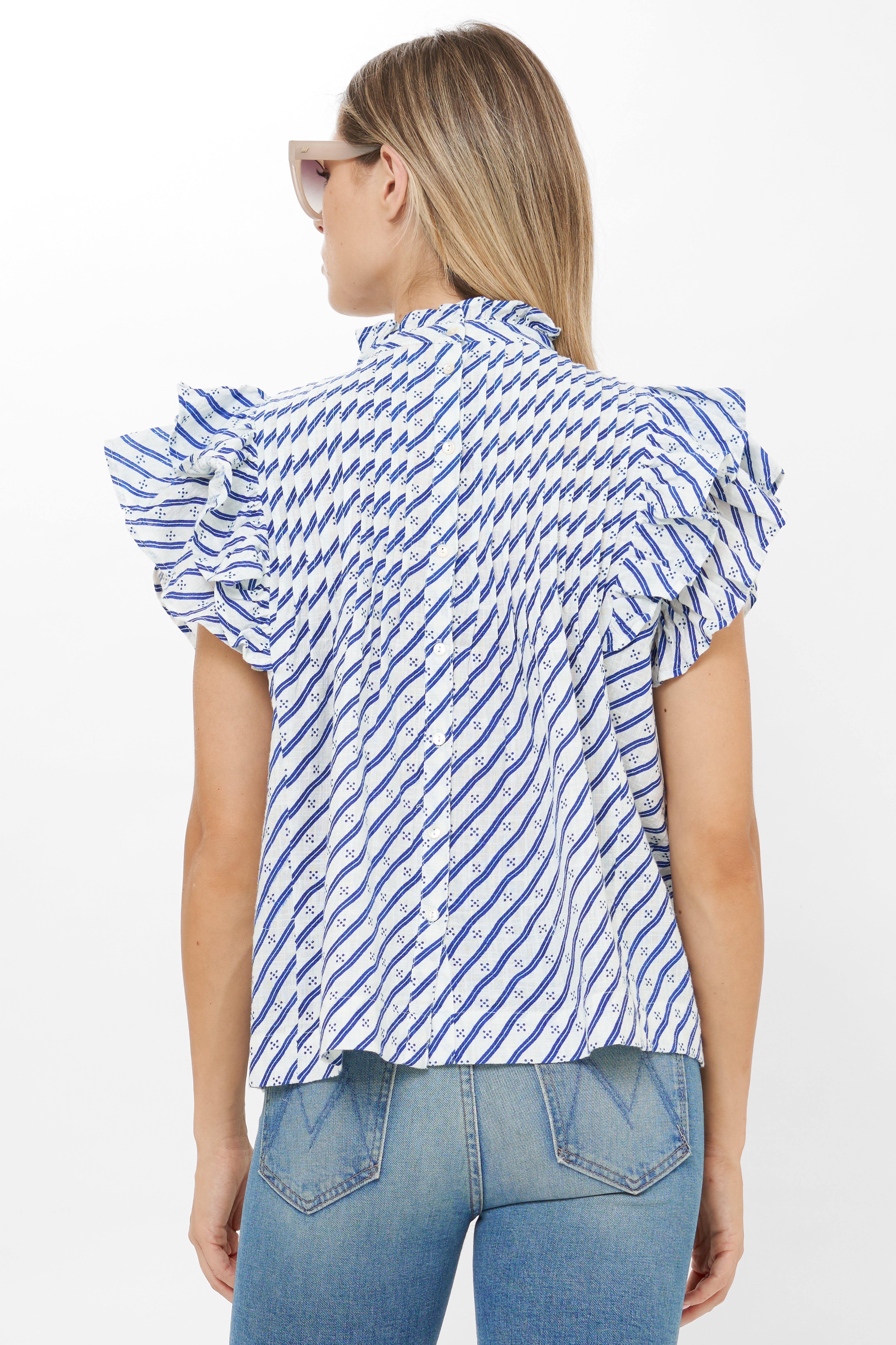 Pintuck Ruffle Top- Dipsy Navy