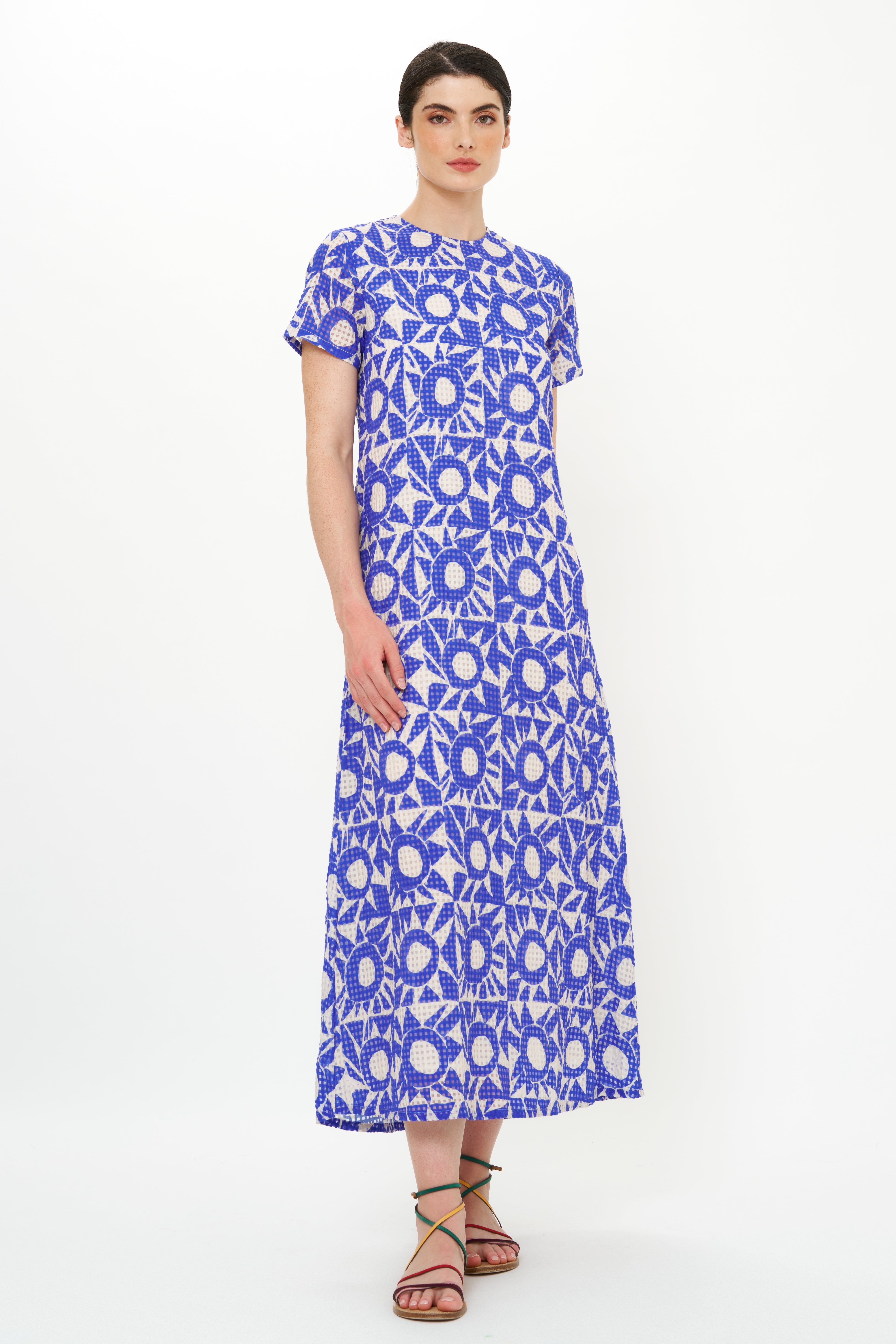 Short Sleeve Shift Maxi- Eclipse Blue