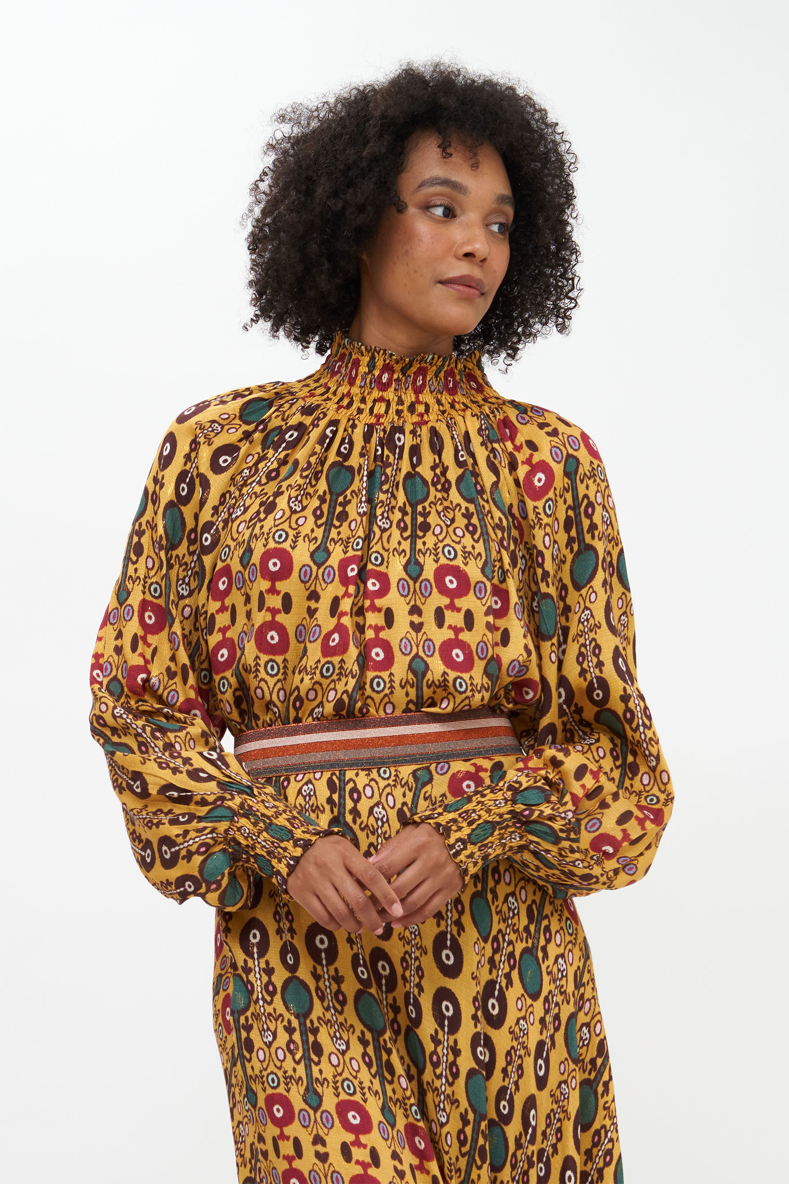 High Neck Blouse- Fortela Saffron