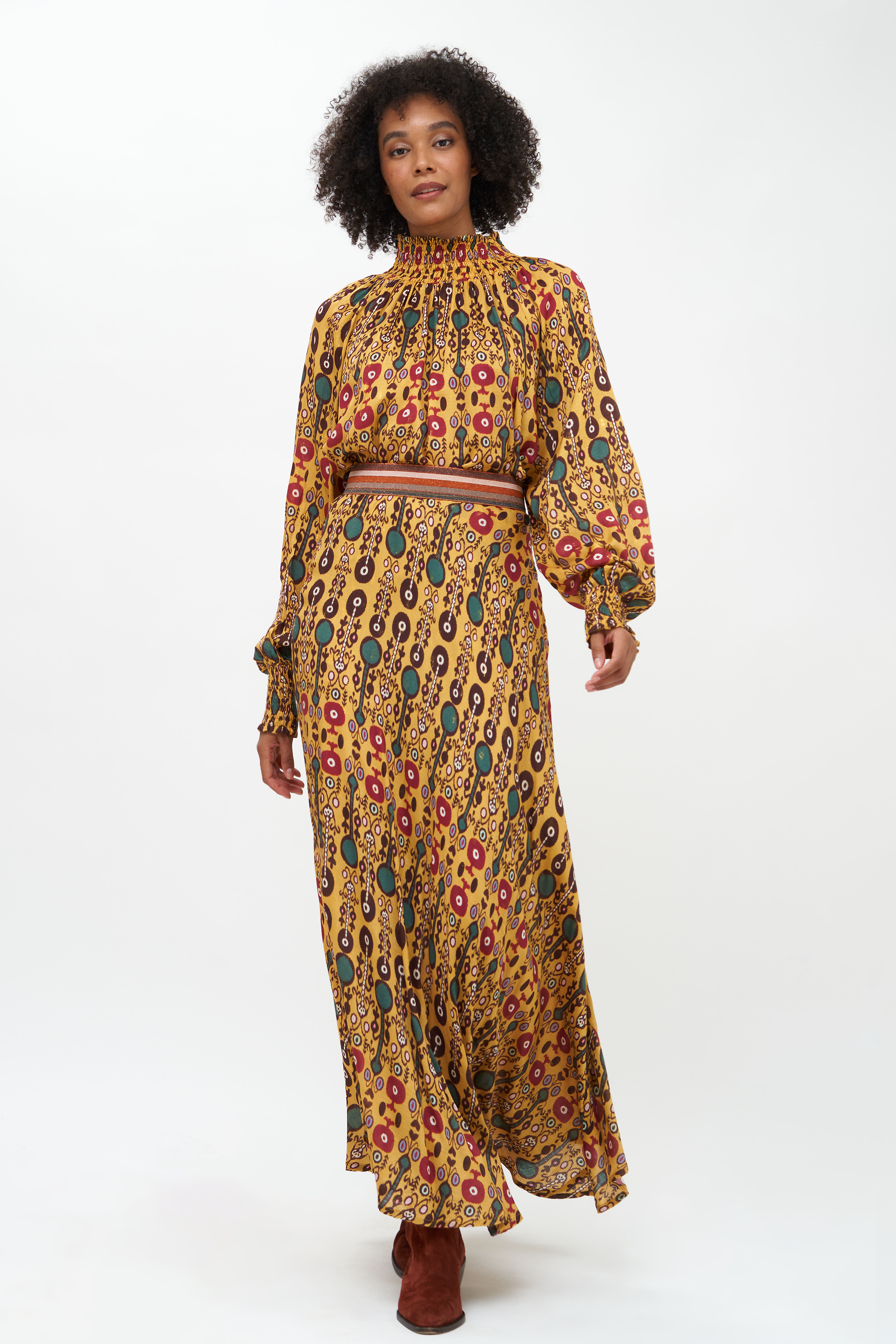 High Neck Blouse- Fortela Saffron
