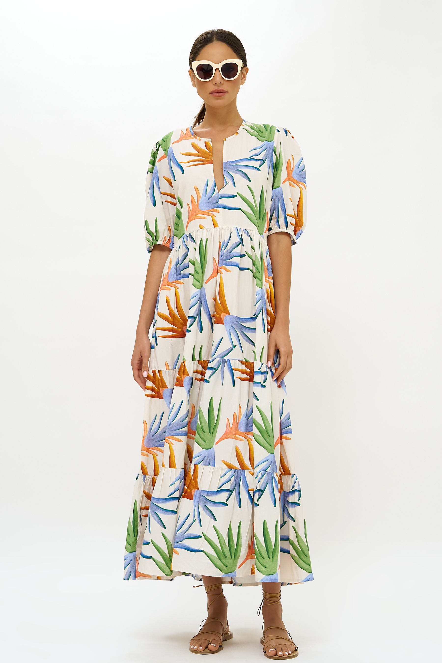 Puff Sleeve Maxi- Fortuna Green