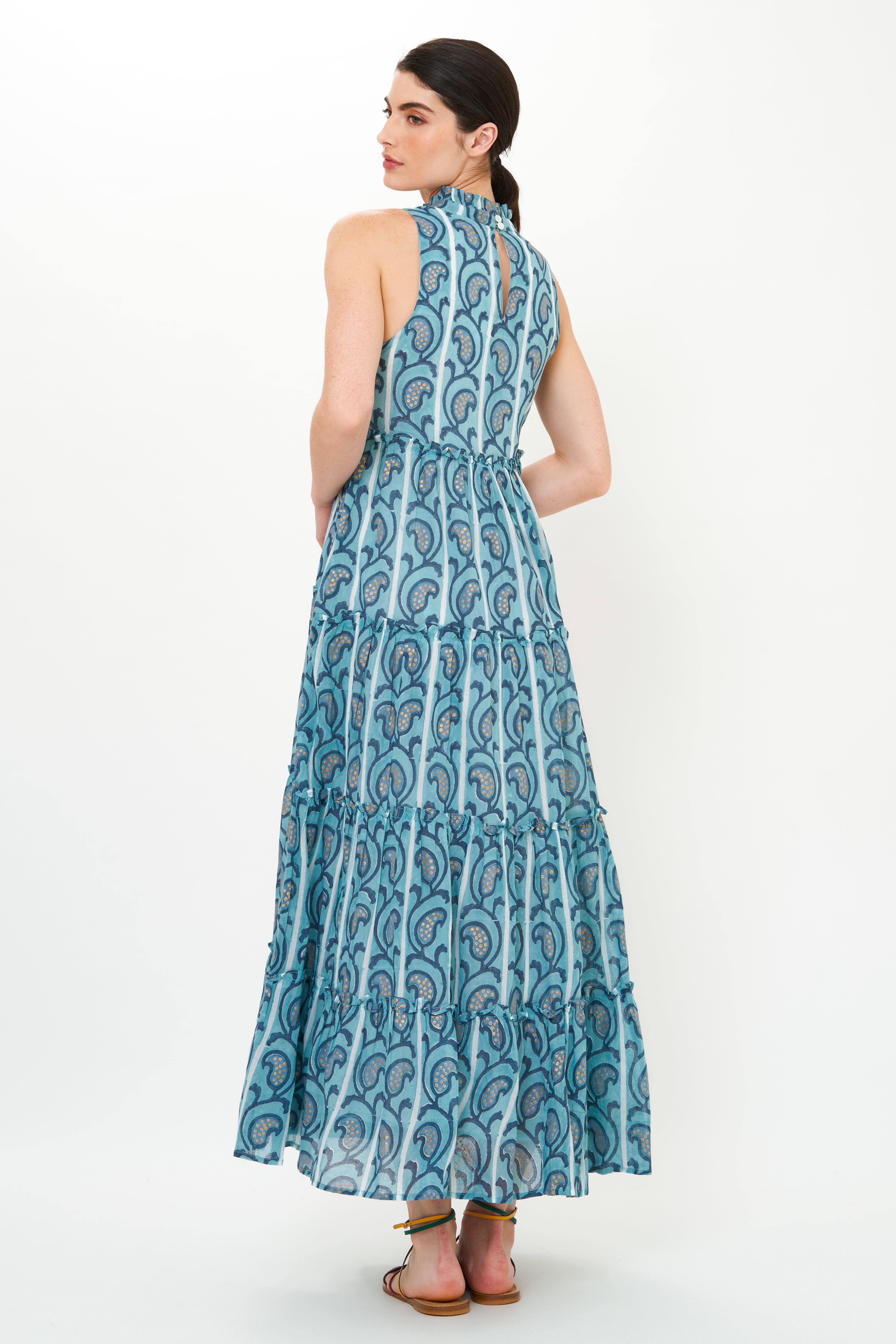 Ruffle Tiered Maxi- Goa Blue