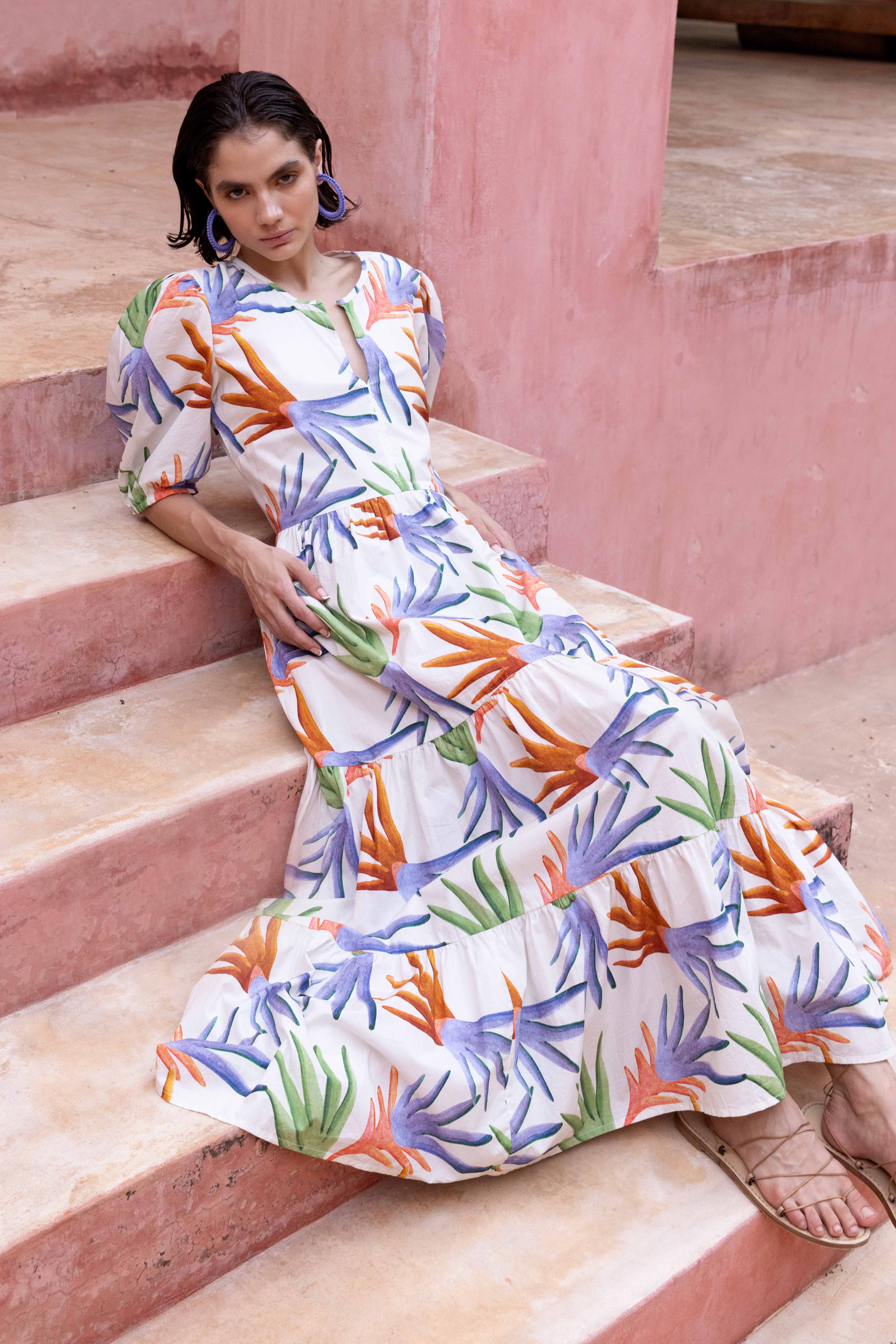 Puff Sleeve Maxi- Fortuna Green