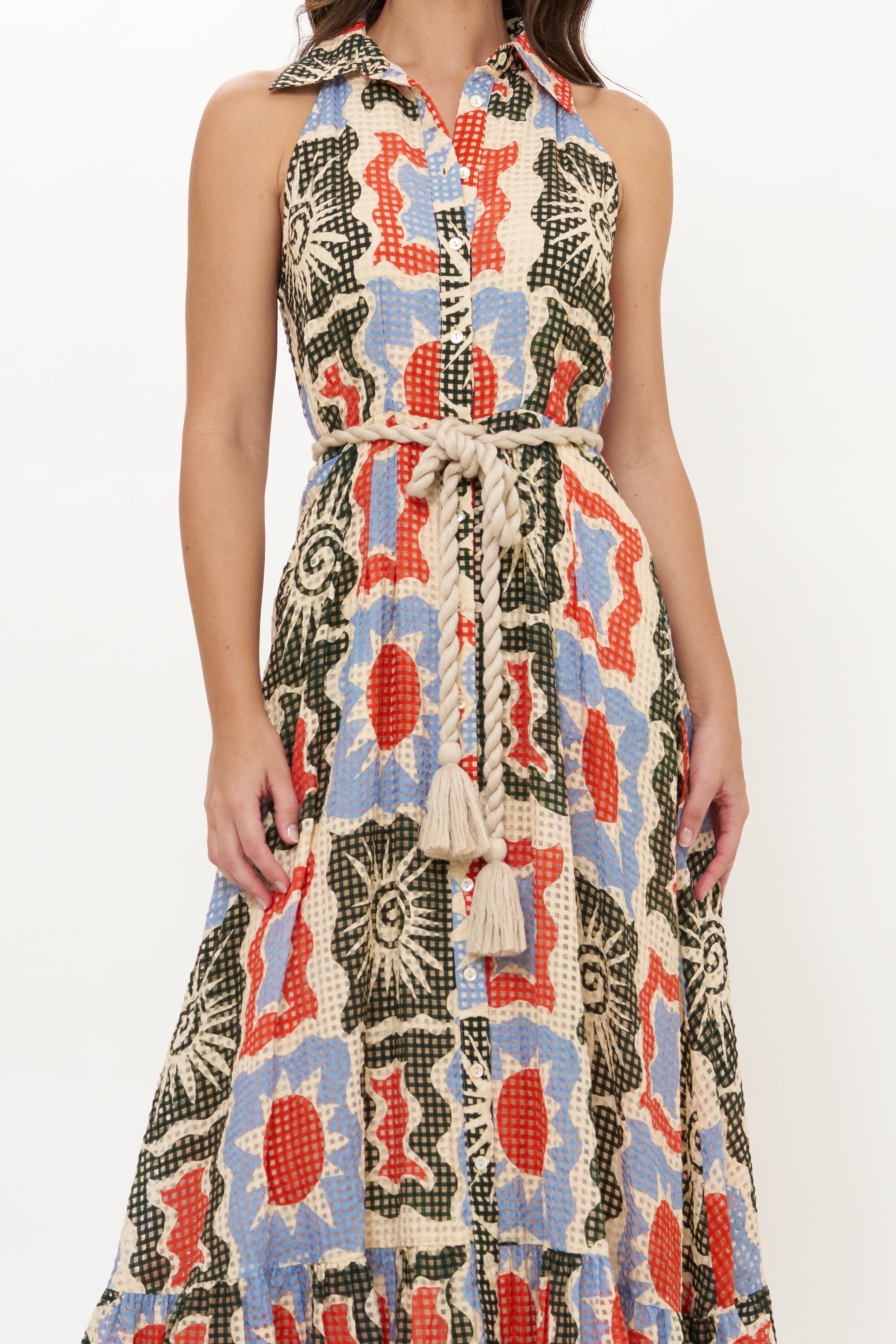 Sleeveless Shirt Dress Maxi- Helios Blue