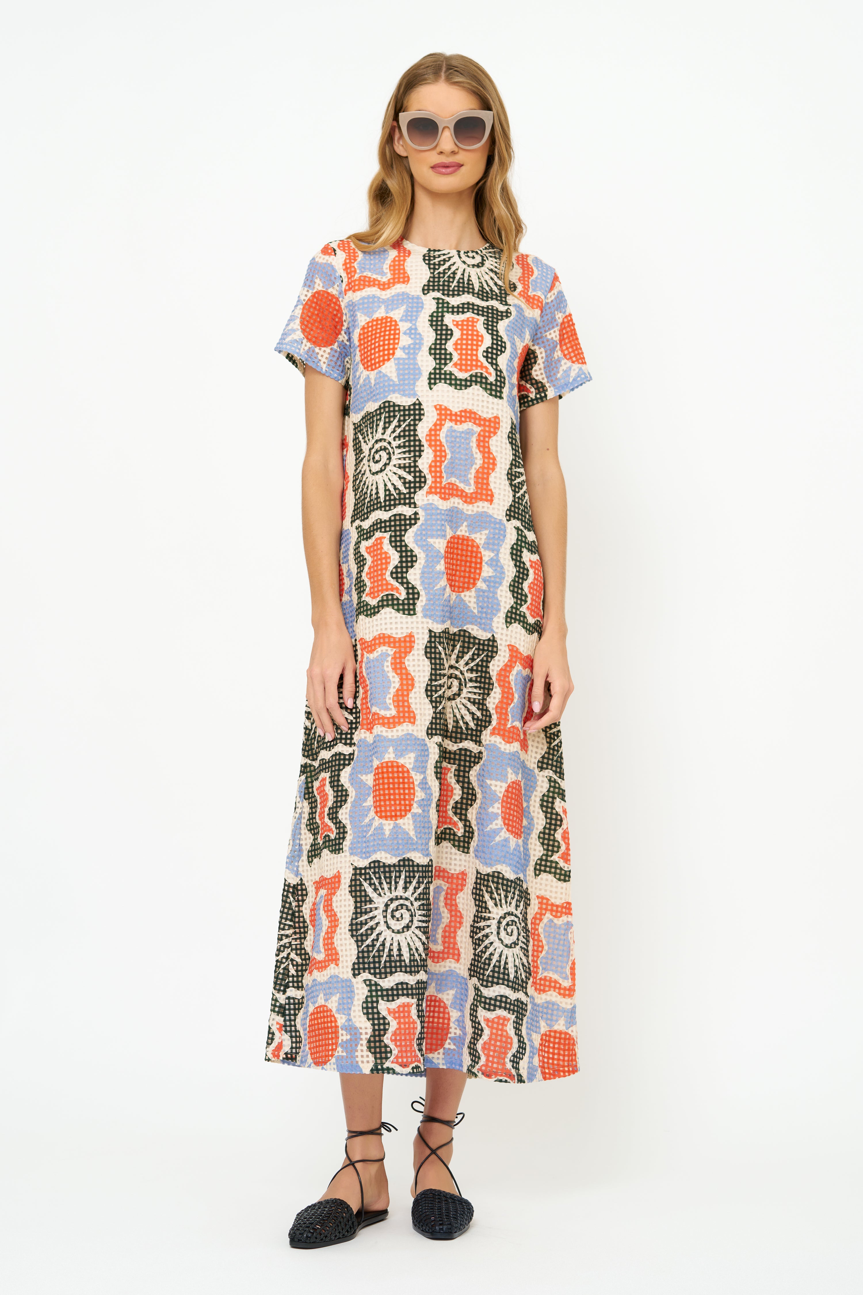 Short Sleeve Shift Maxi- Helios Blue