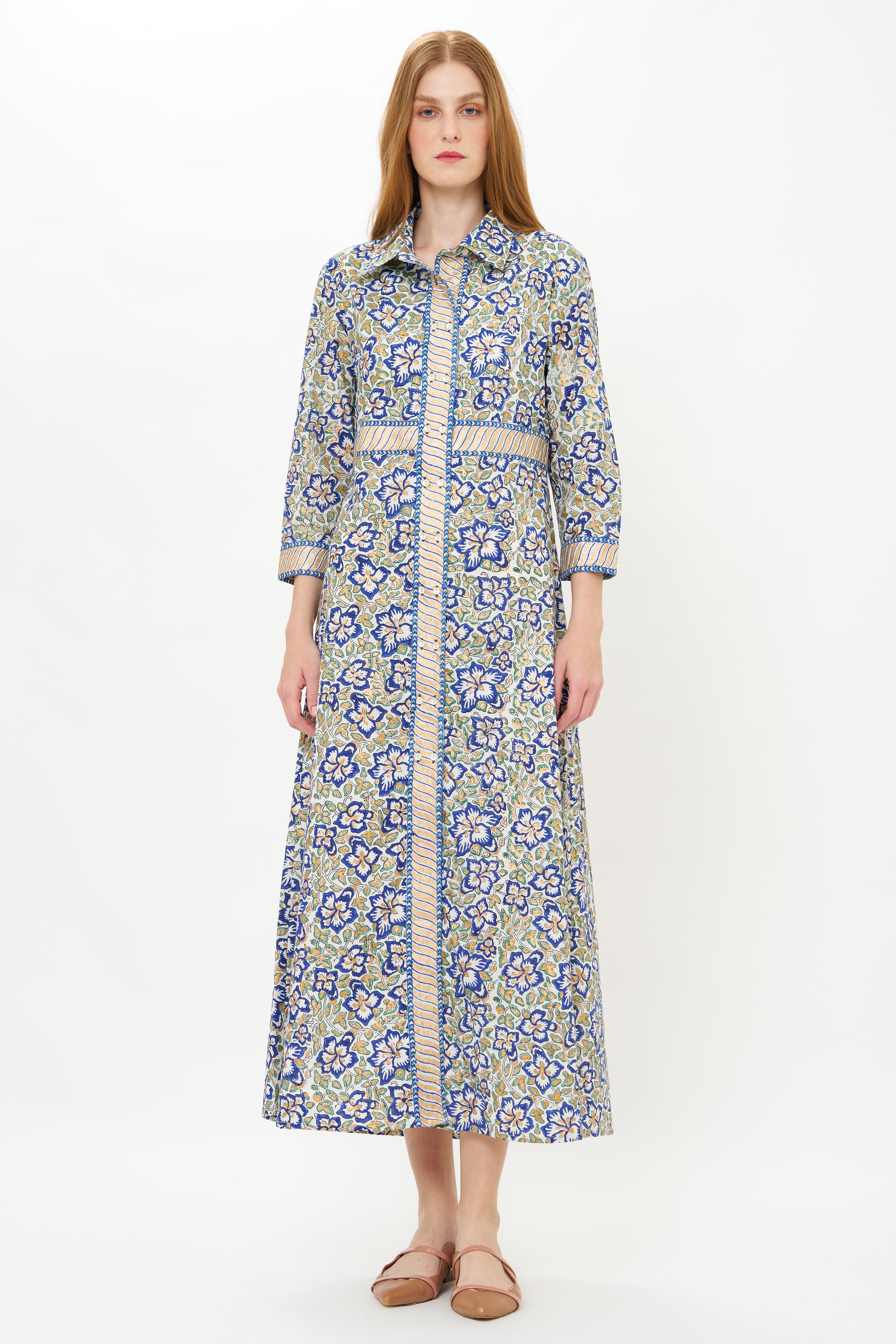 Shirt Dress Maxi- Ivy Cobalt