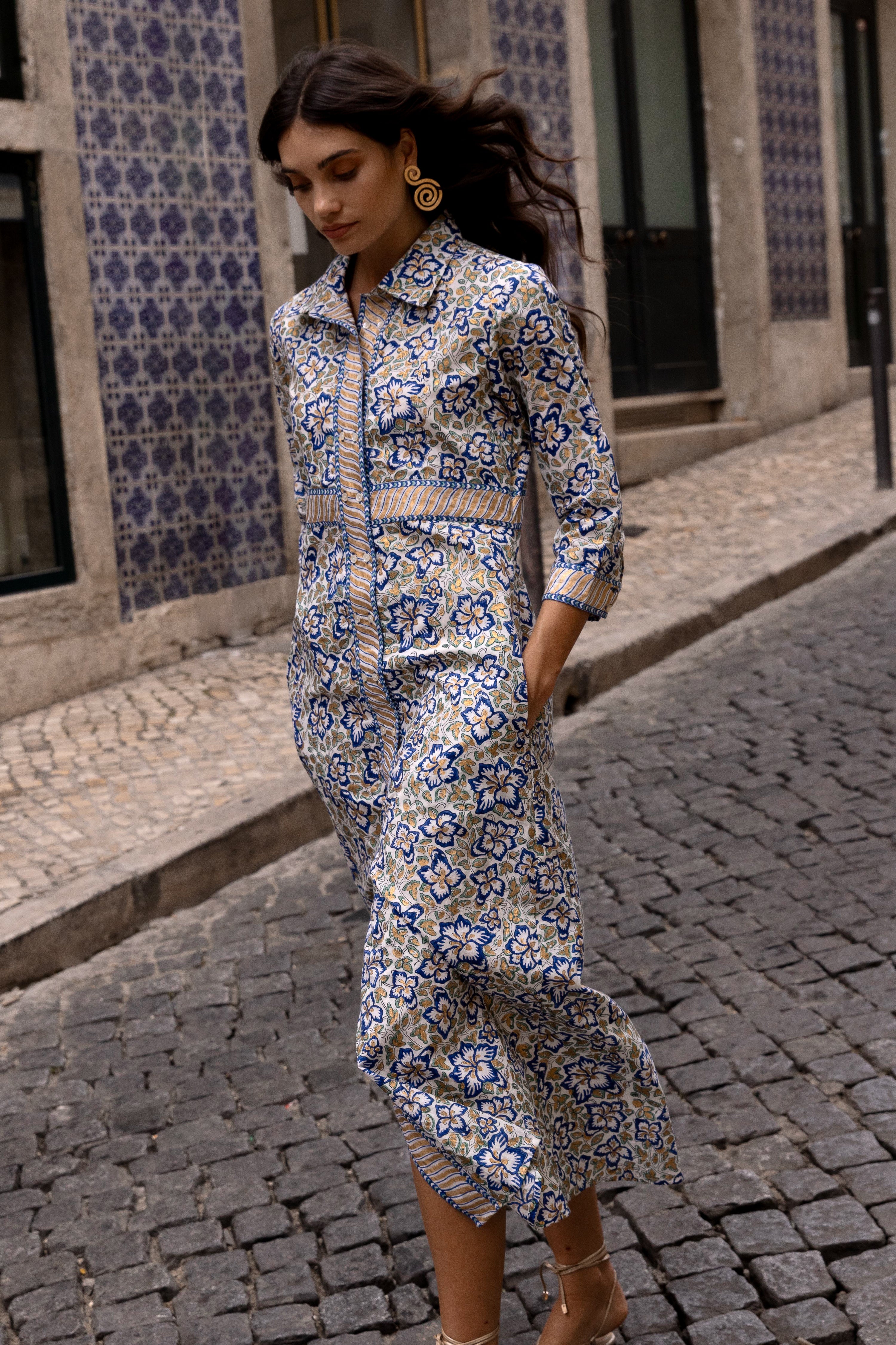 Shirt Dress Maxi- Ivy Cobalt