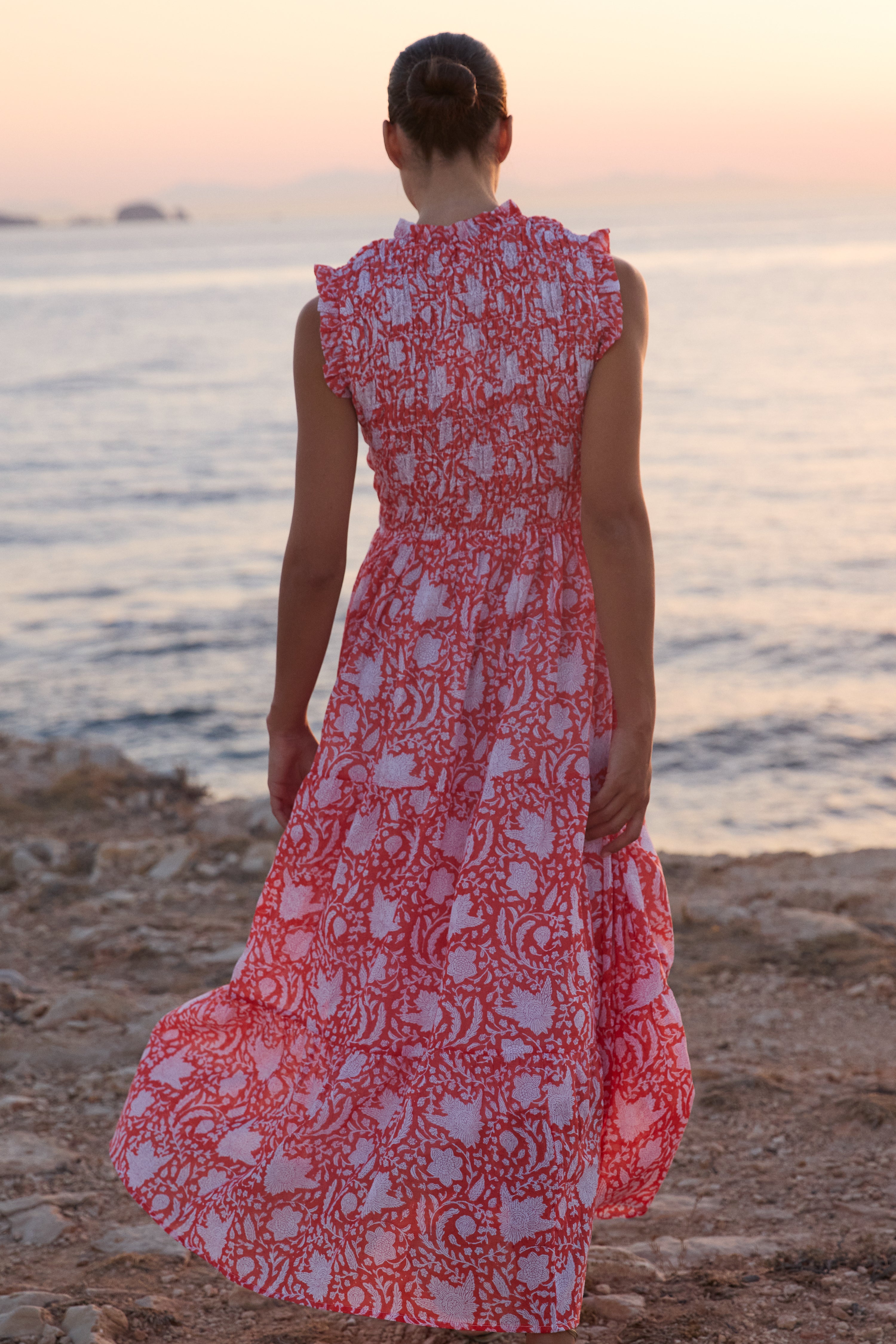 Sleeveless Smocked Maxi- Ivy Orange