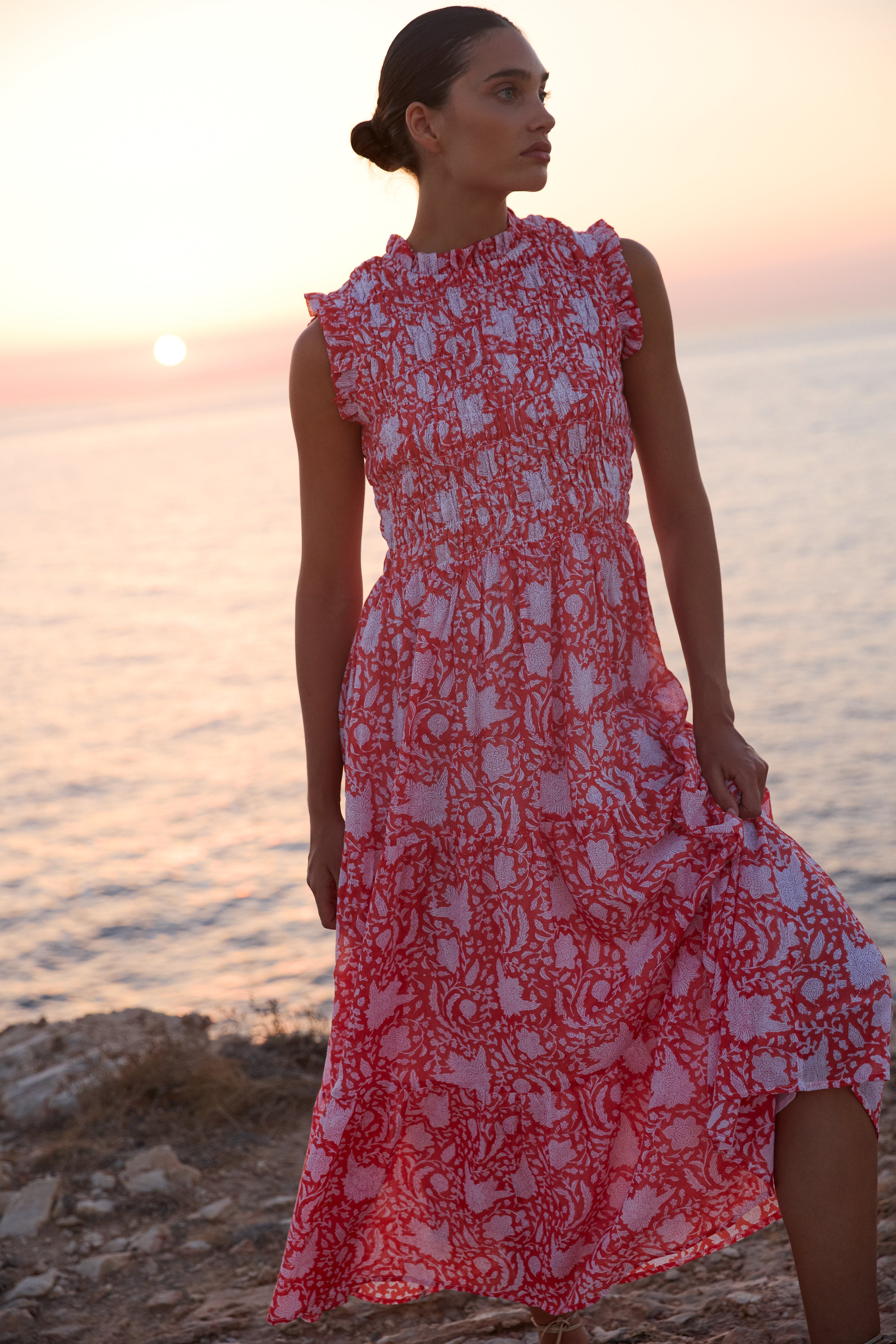 Sleeveless Smocked Maxi- Ivy Orange