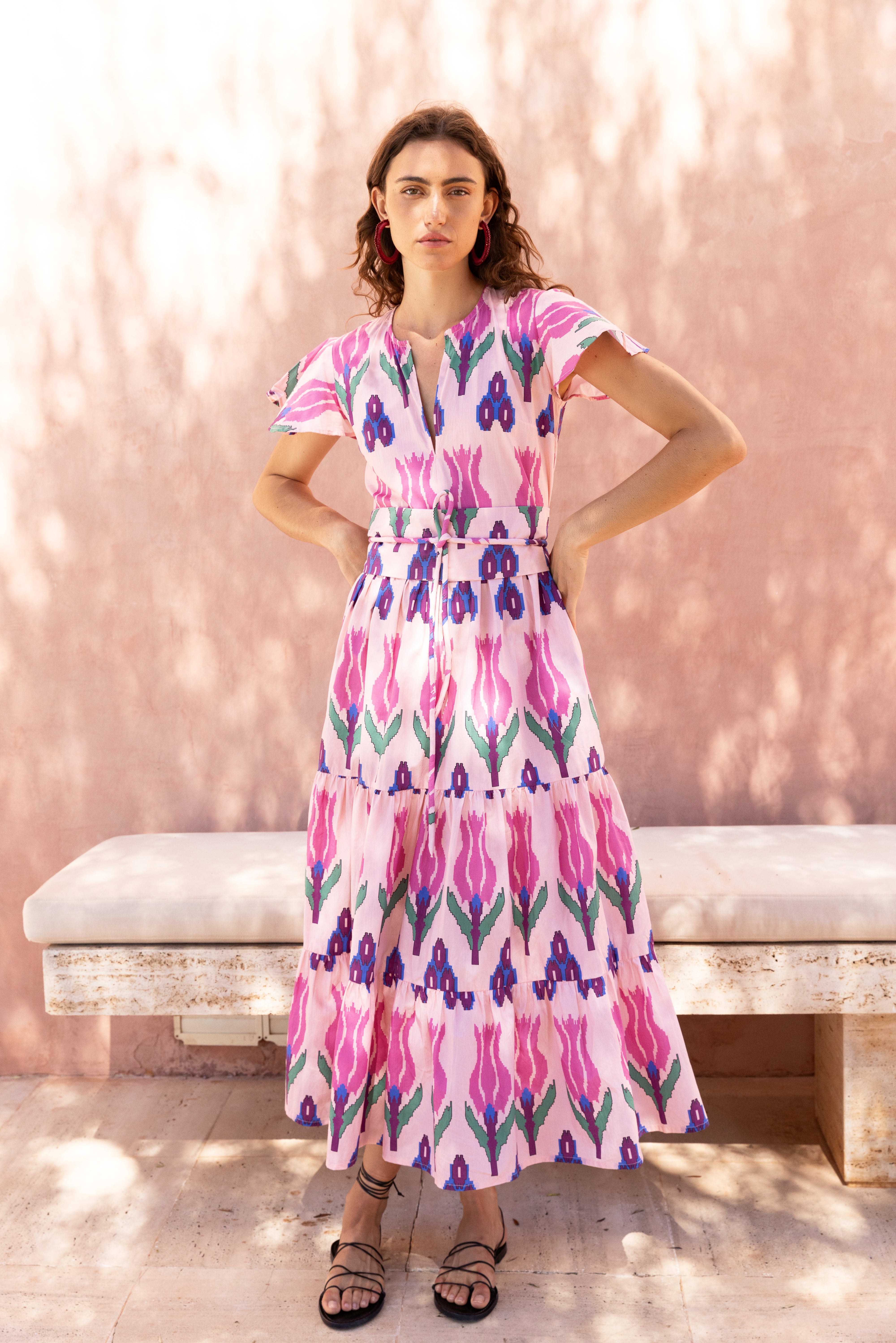 V-Neck Maxi- Sumba Pink