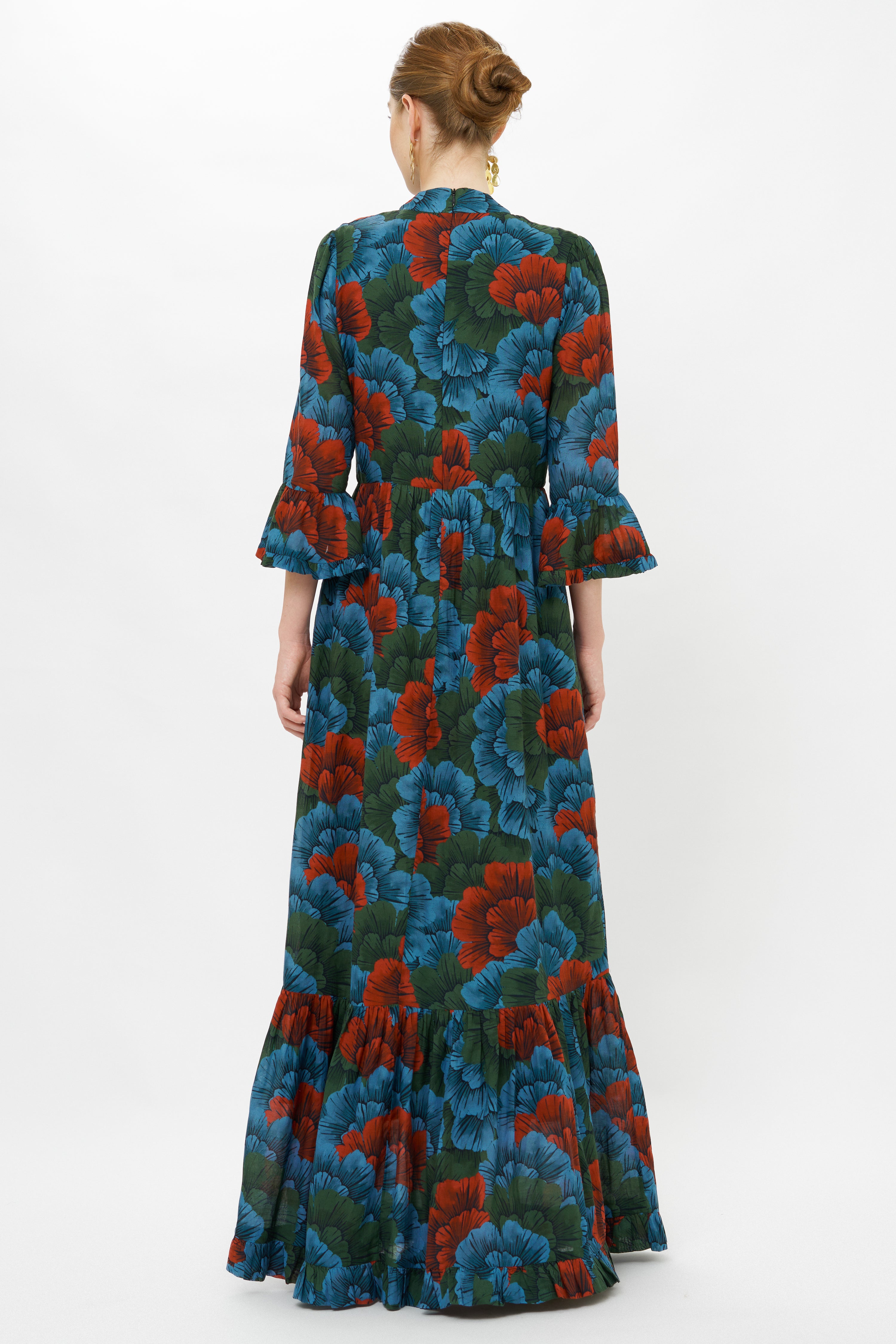 High Neck Bell Maxi- Madrid Blue