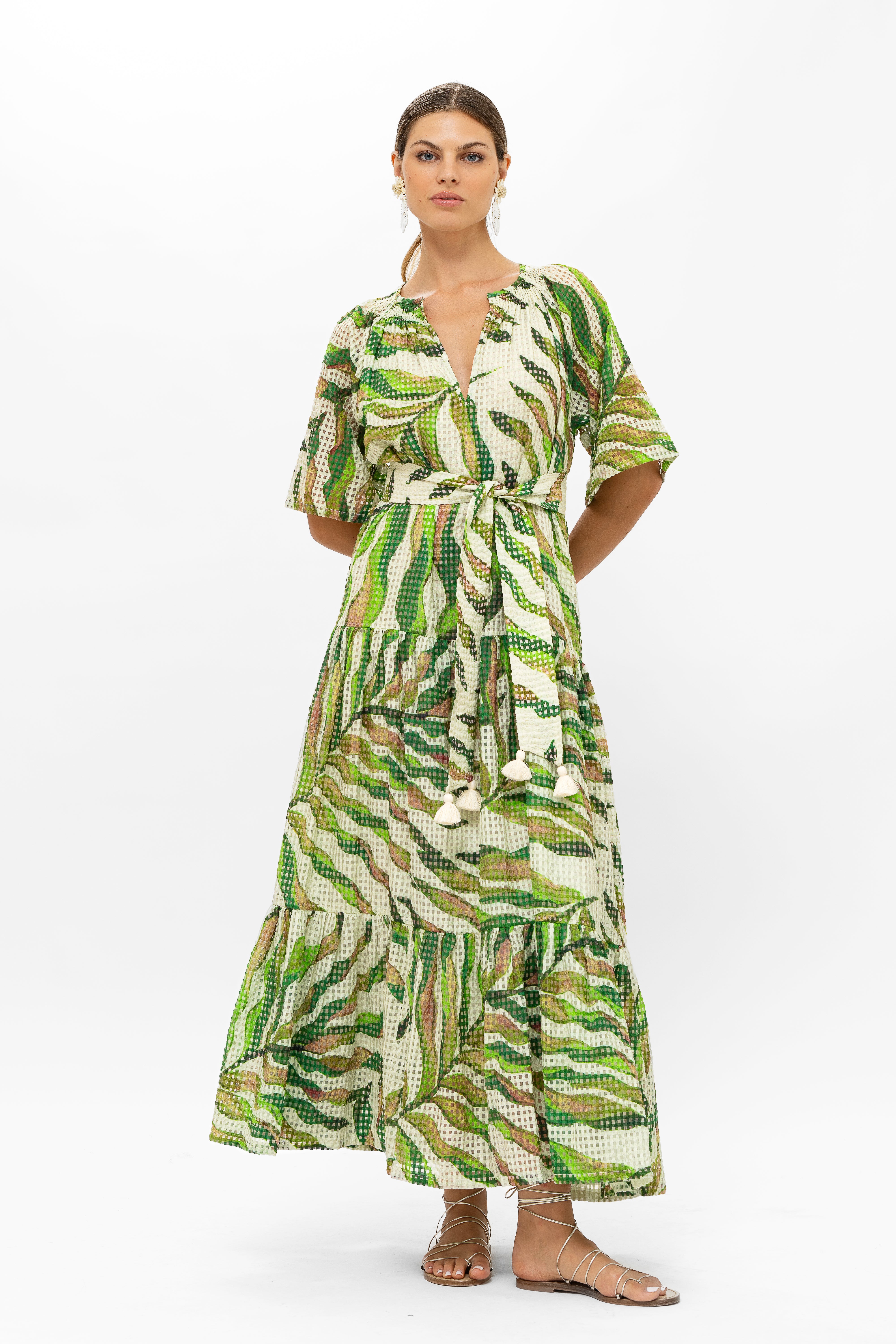 Raglan Belted Maxi- Maldive Green