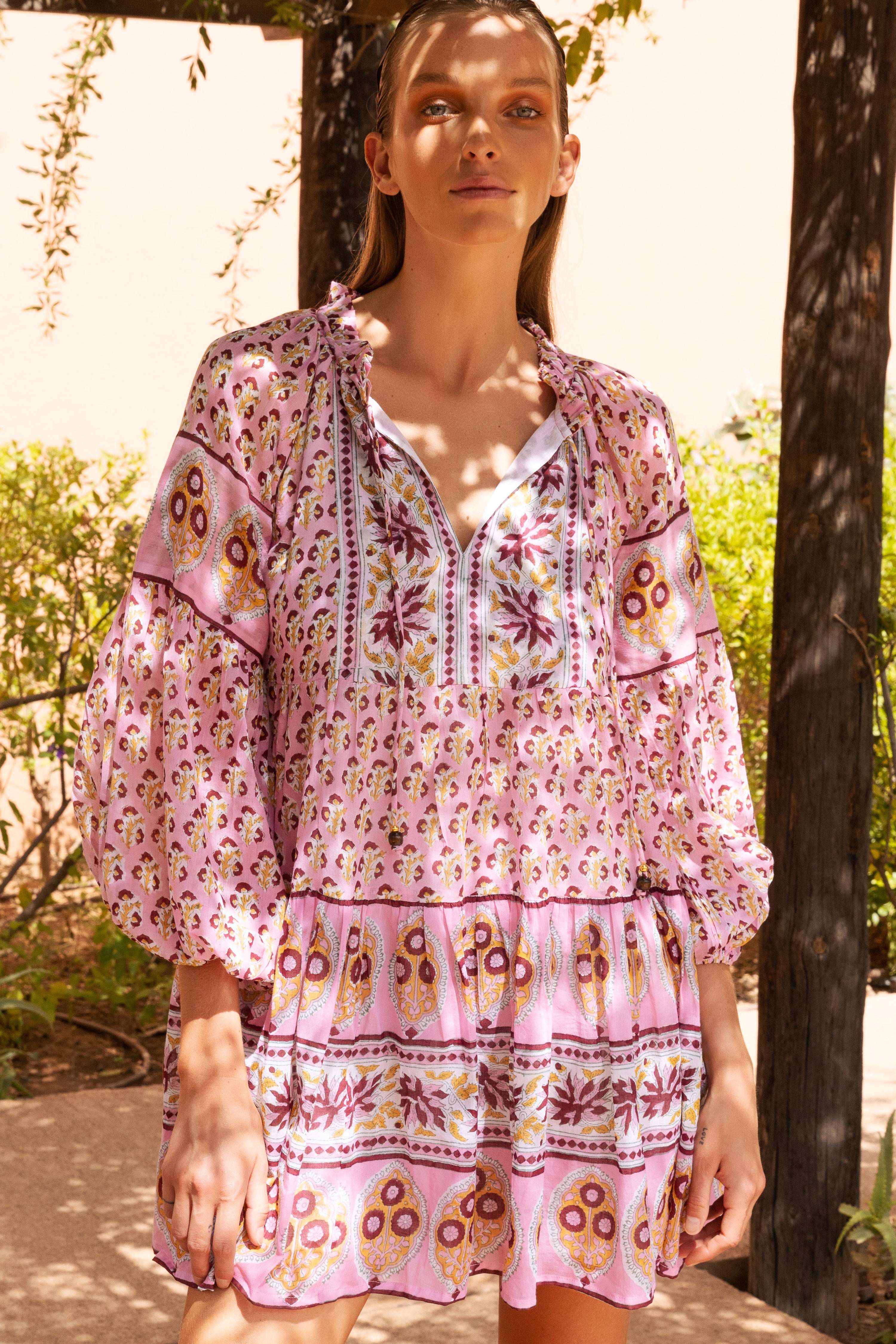 Balloon Sleeve Short- Riad Rhubarb