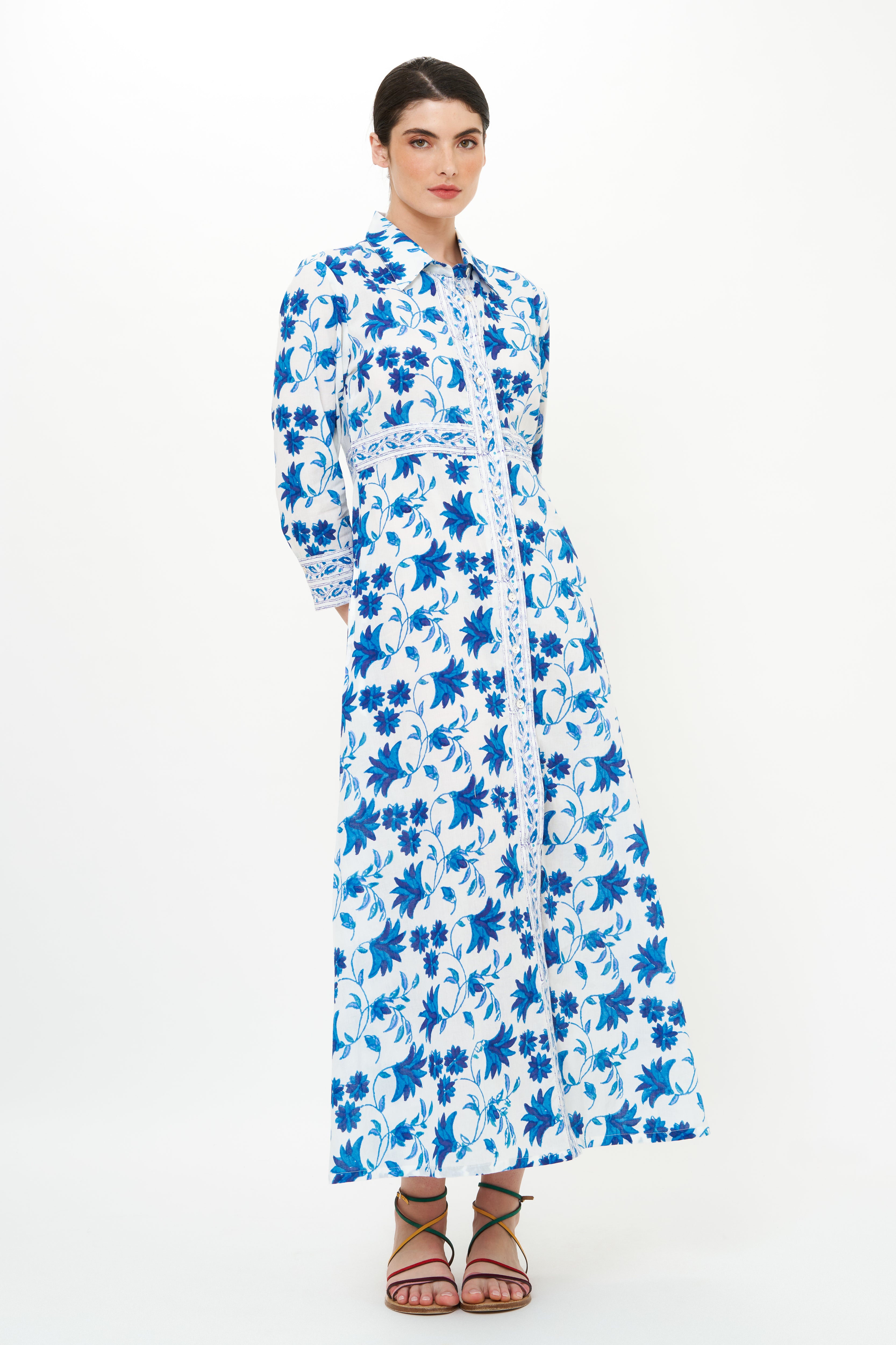 Shirt Dress Maxi- Marion Blue