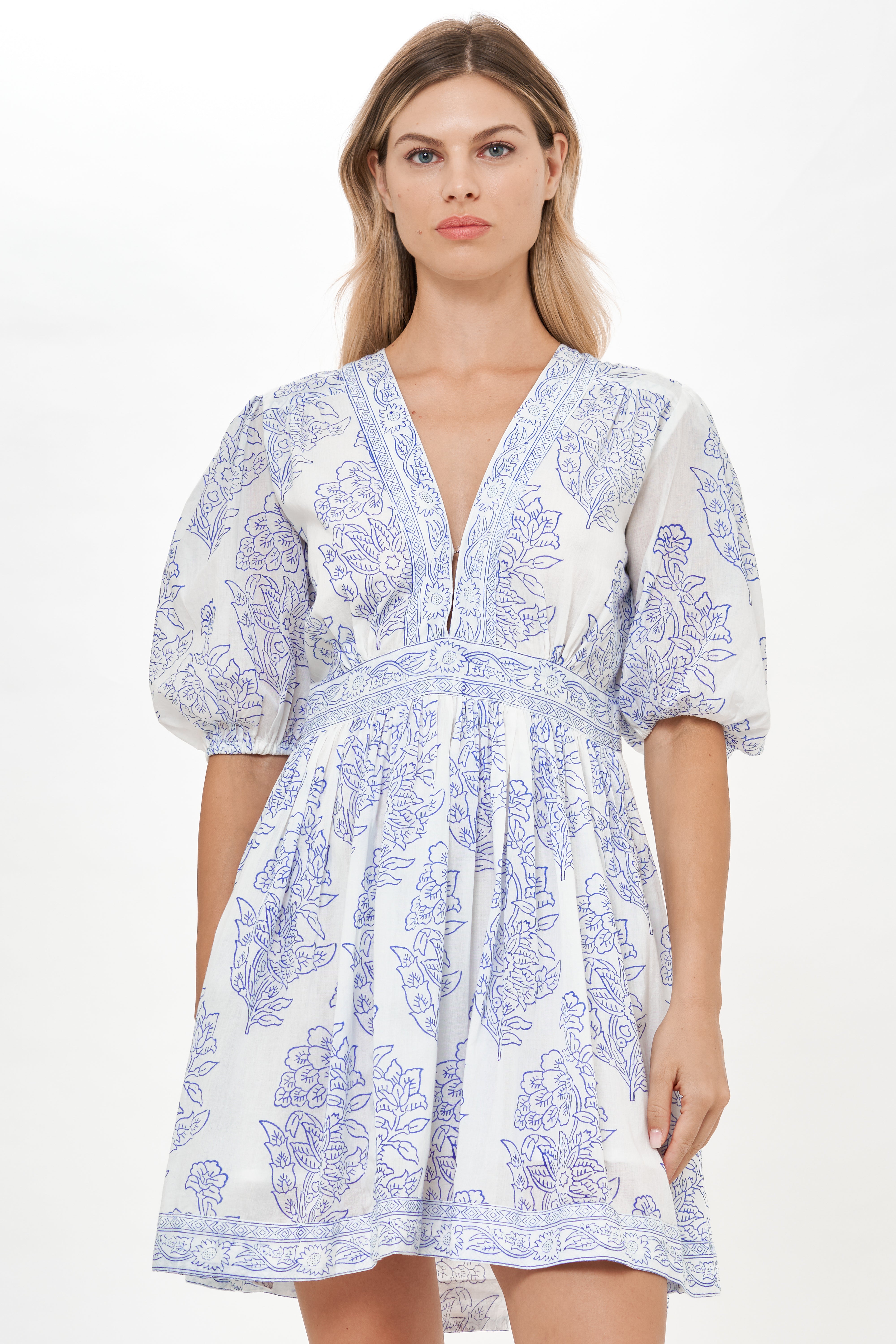 V-Neck Puff Mini- Amadora Blue