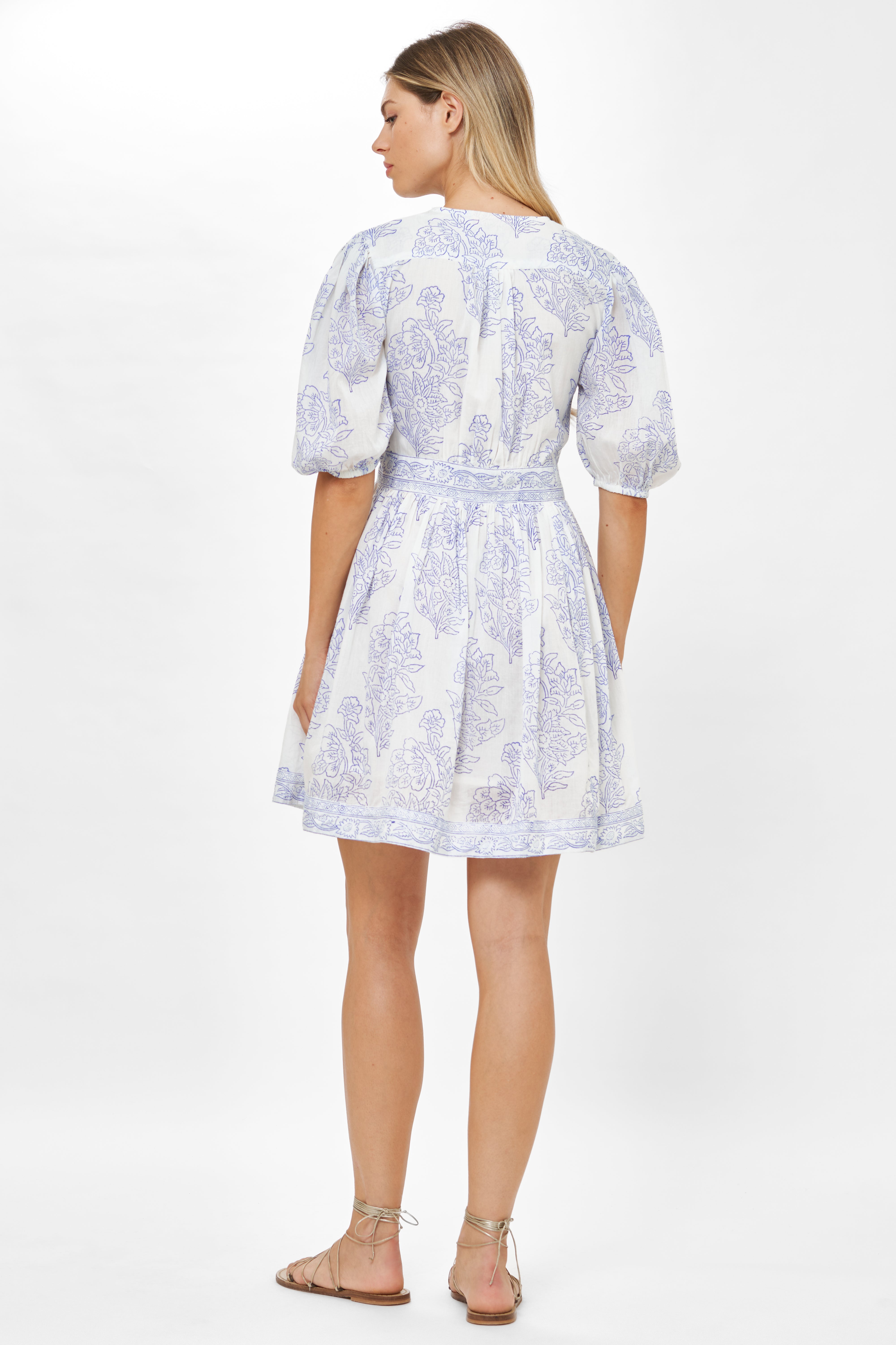 V-Neck Puff Mini- Amadora Blue