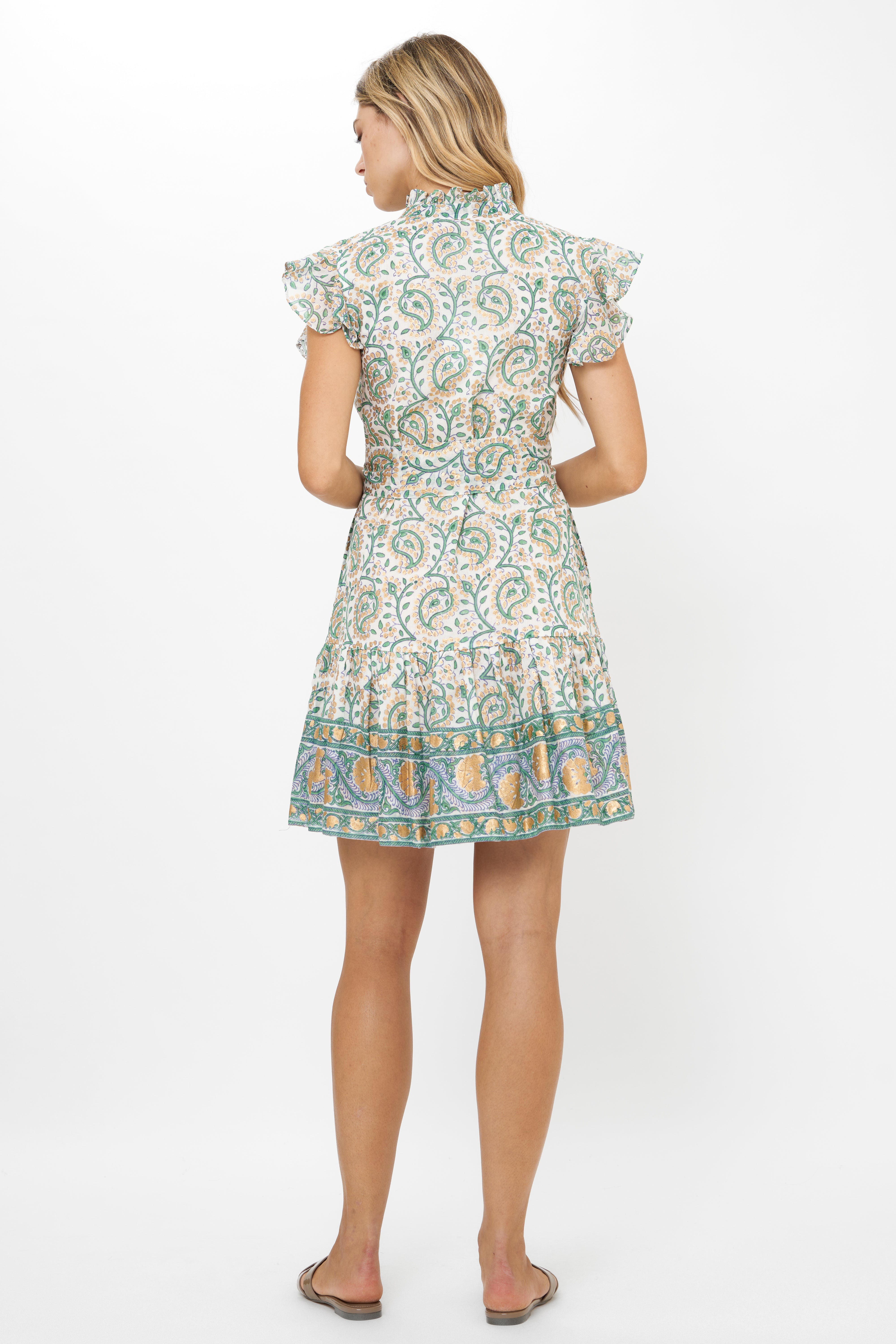 Ruffle Collar Button Mini- Marseille Green