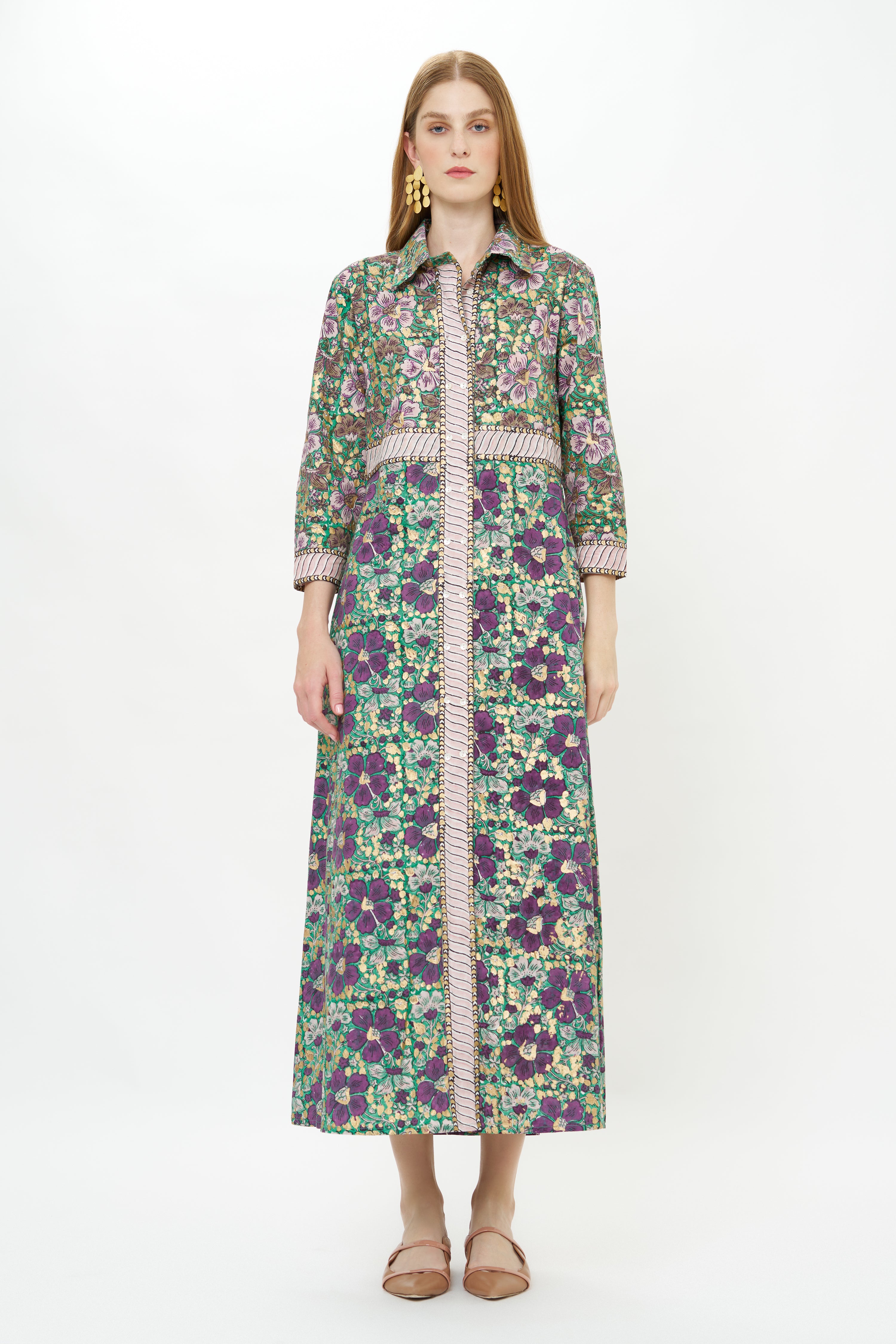 Shirt Dress Maxi- Matera Green