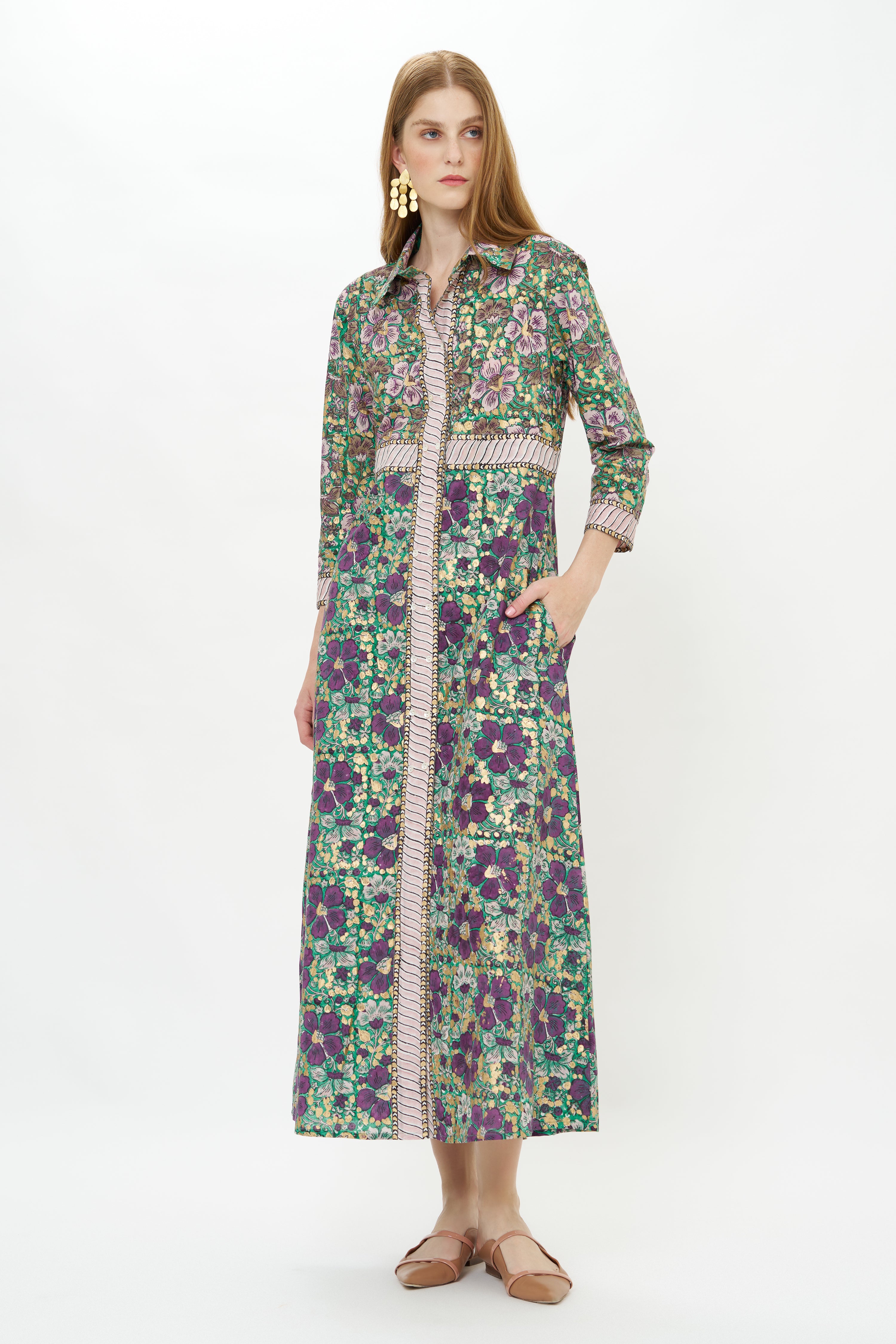 Shirt Dress Maxi- Matera Green
