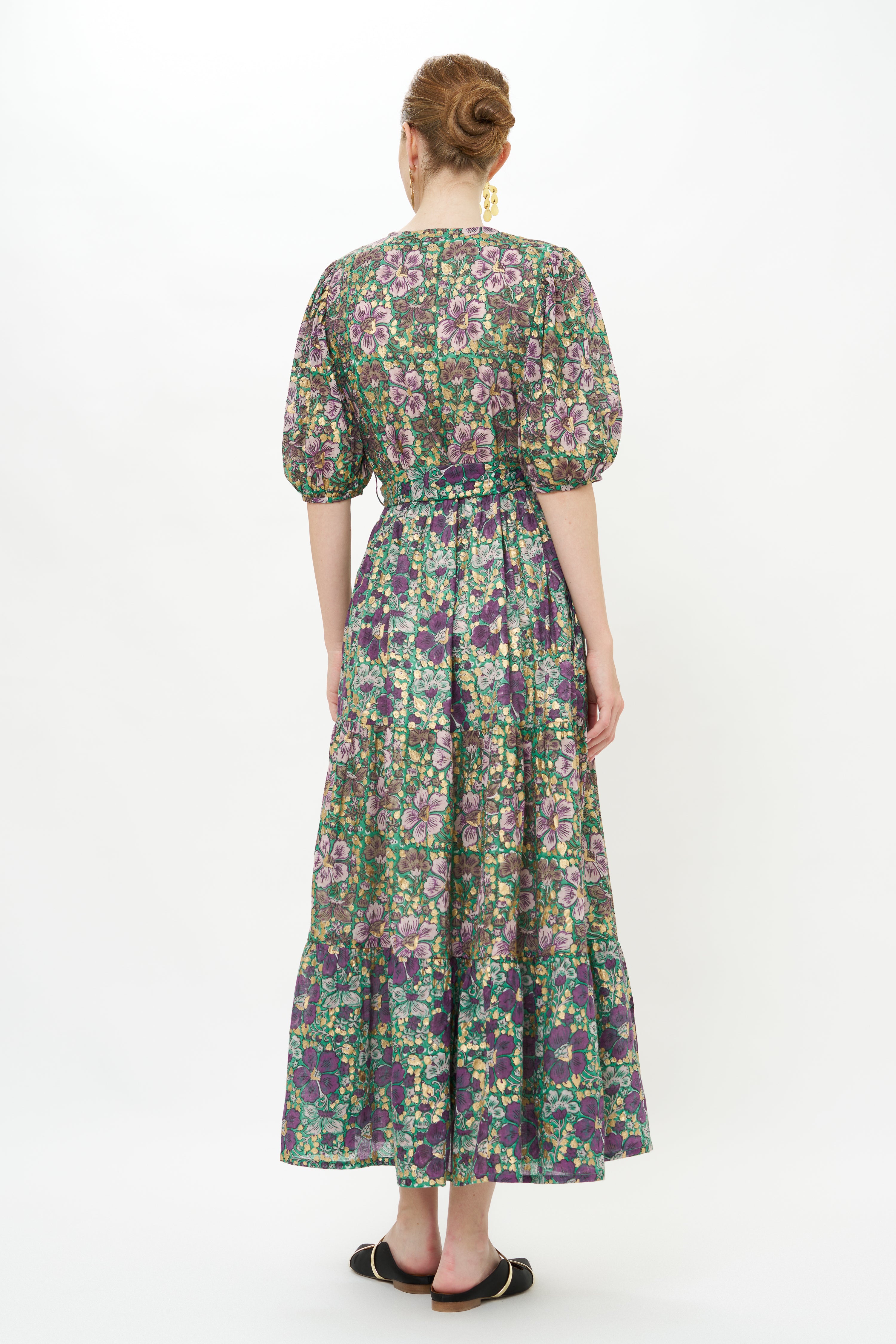 Puff Sleeve Maxi- Matera Green