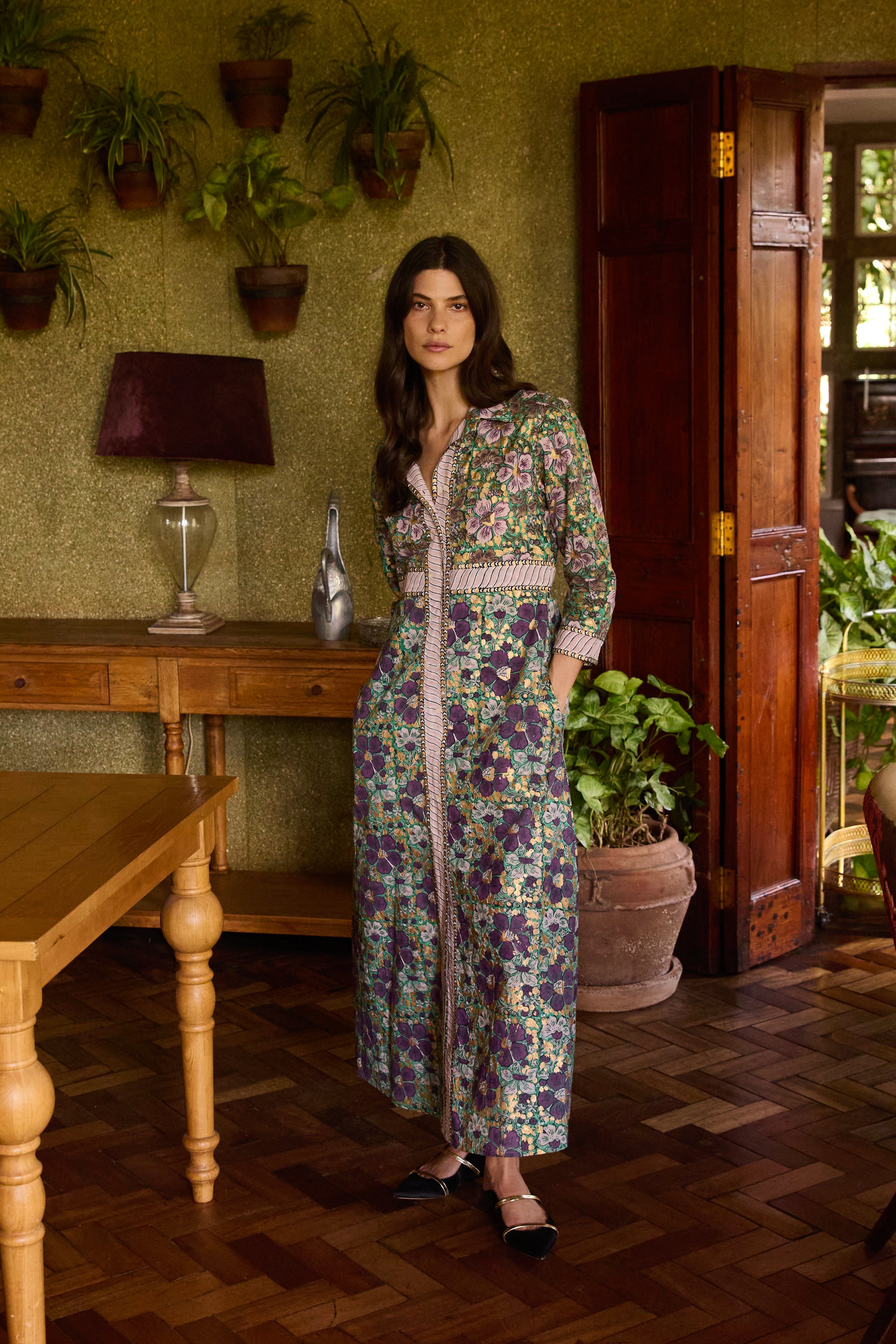 Shirt Dress Maxi- Matera Green