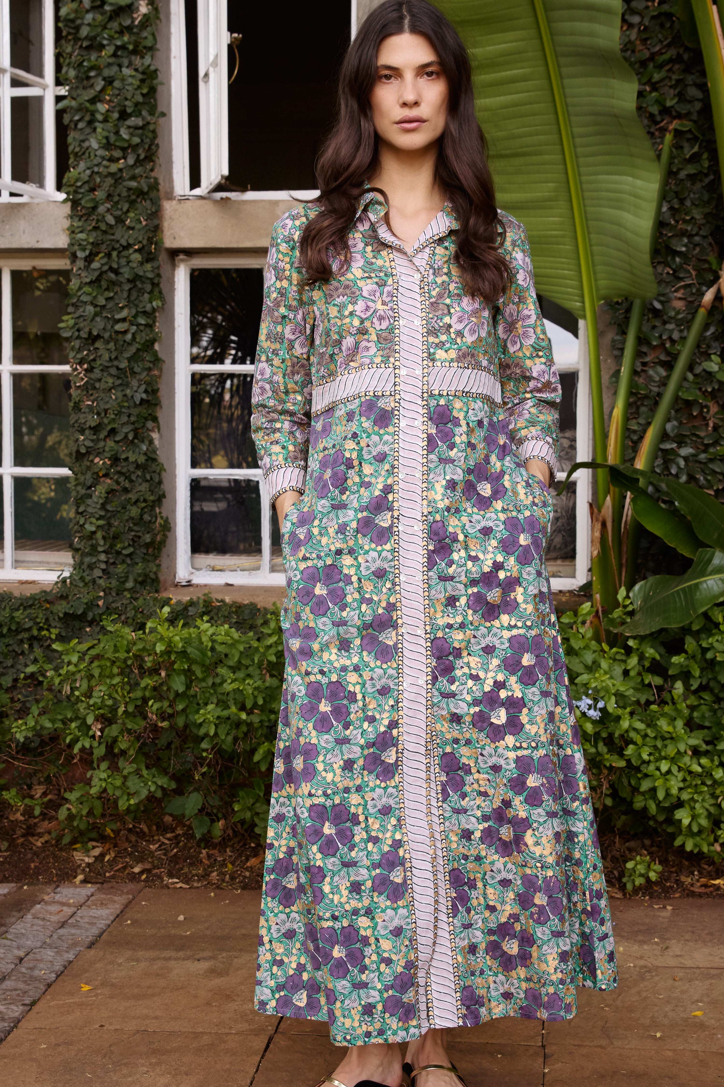 Shirt Dress Maxi- Matera Green