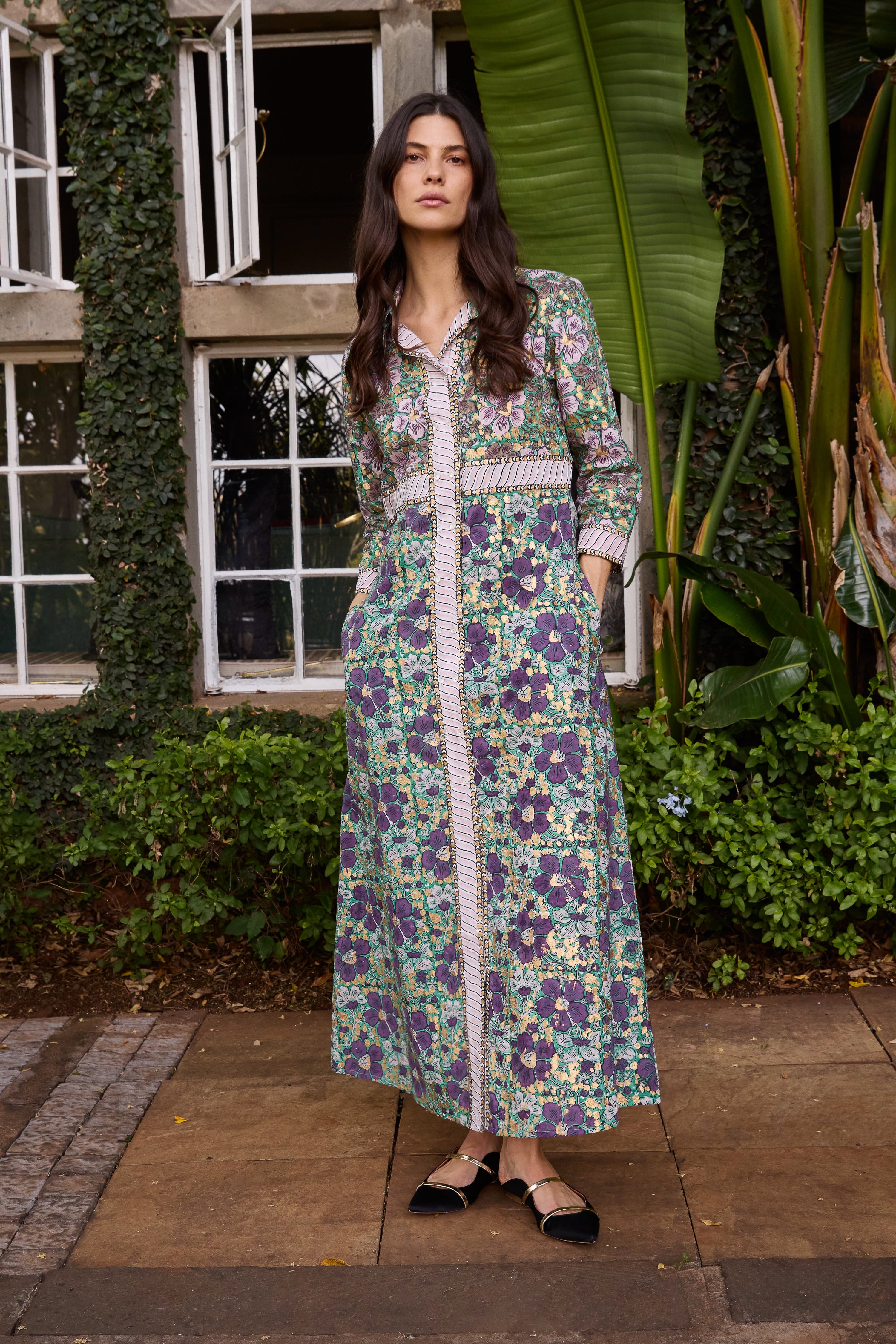 Shirt Dress Maxi- Matera Green