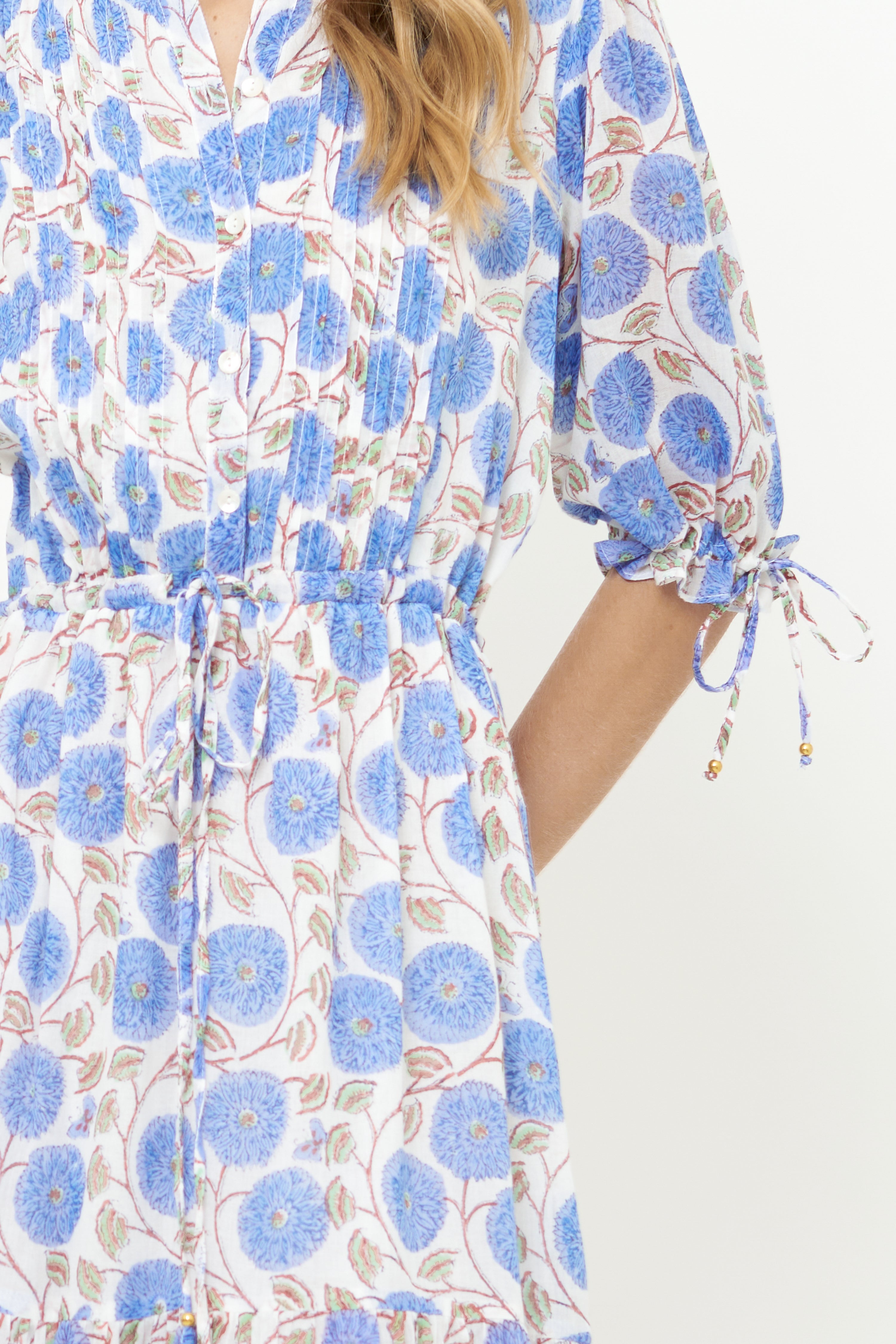 Cinched Pintuck Maxi- Monarch Blue