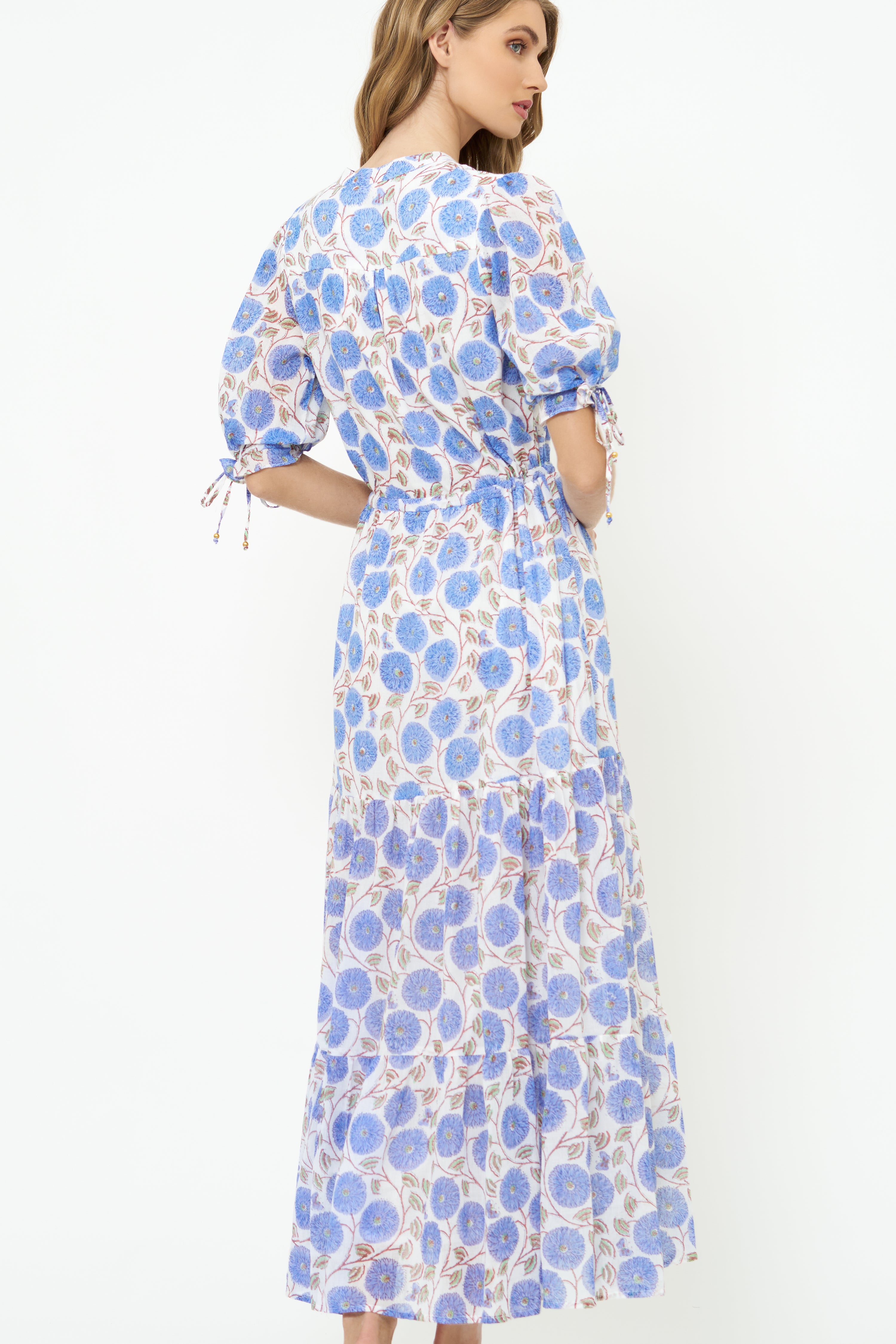 Cinched Pintuck Maxi- Monarch Blue