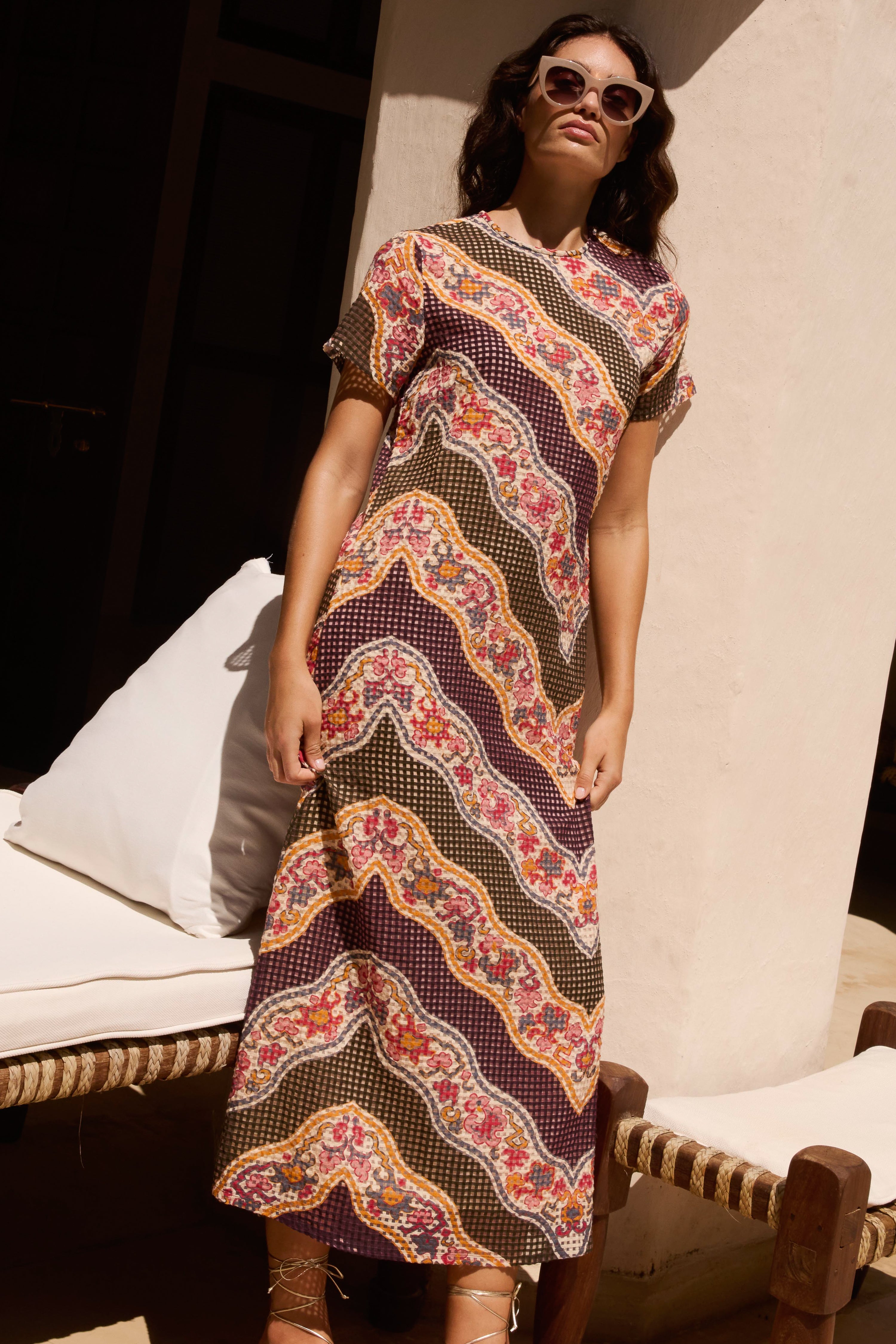 Short Sleeve Shift Maxi- Montezuma Green