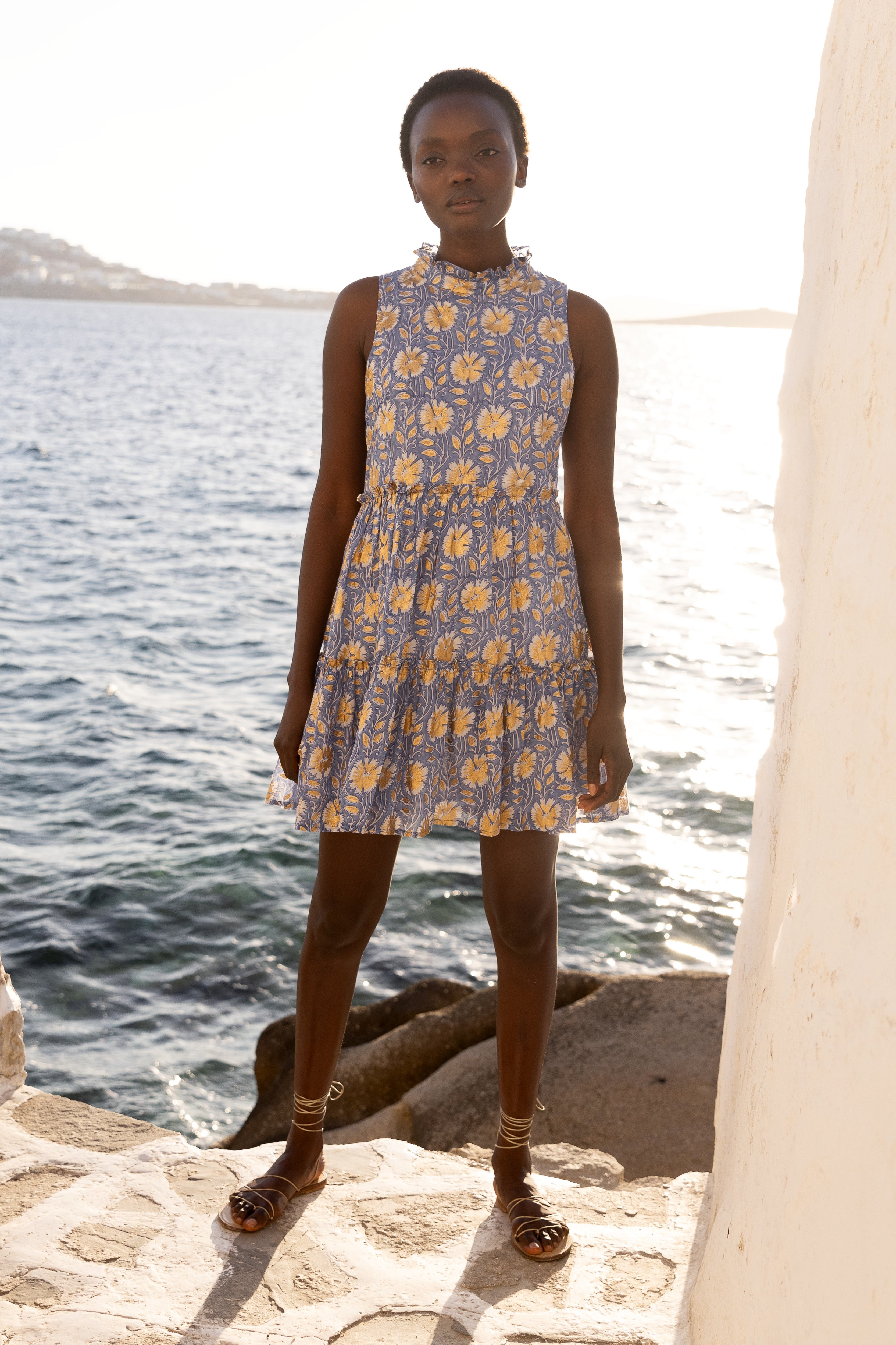 Ruffle Tiered Short- Mughal Blue