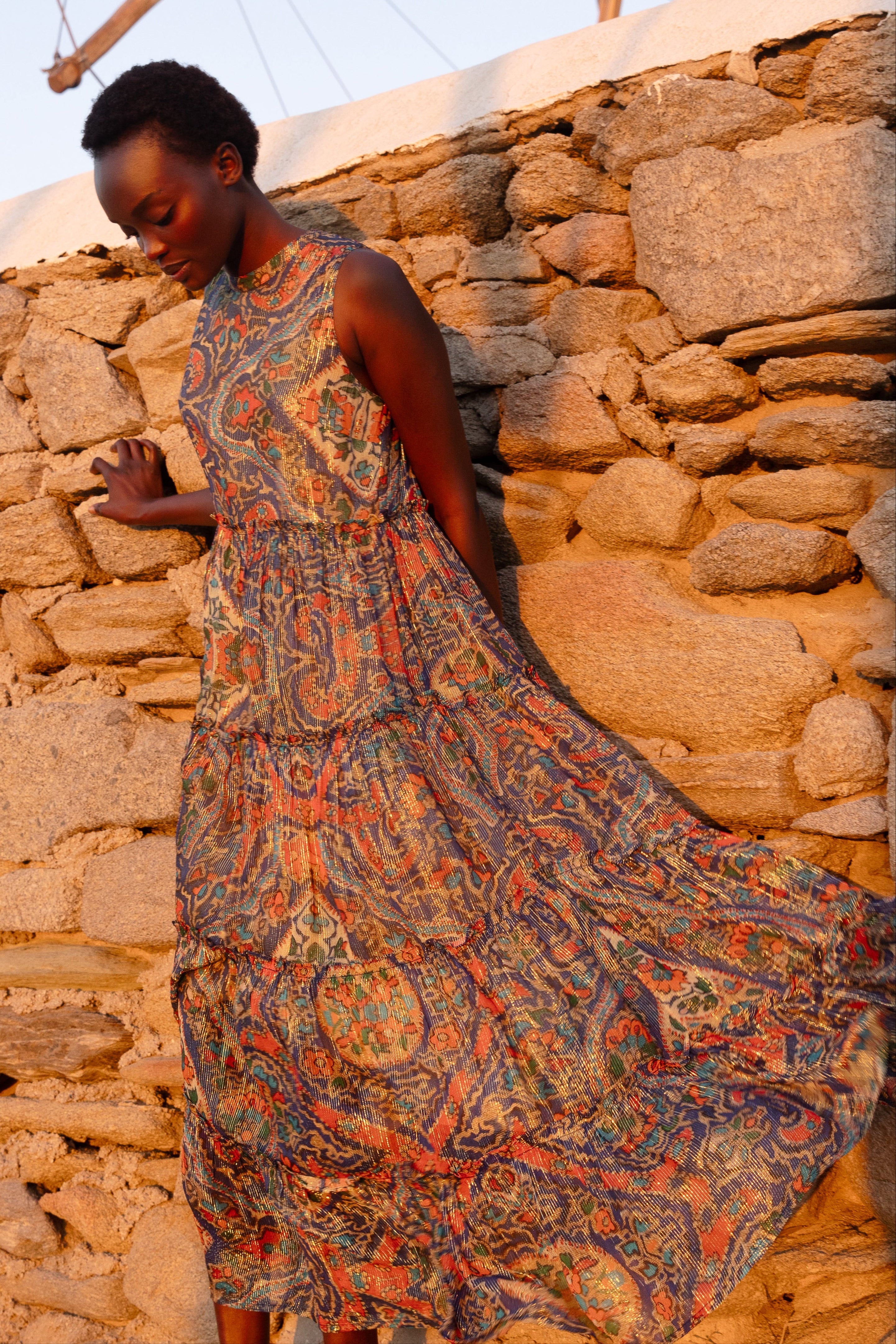 Ruffle Tiered Maxi- Persia Cobalt