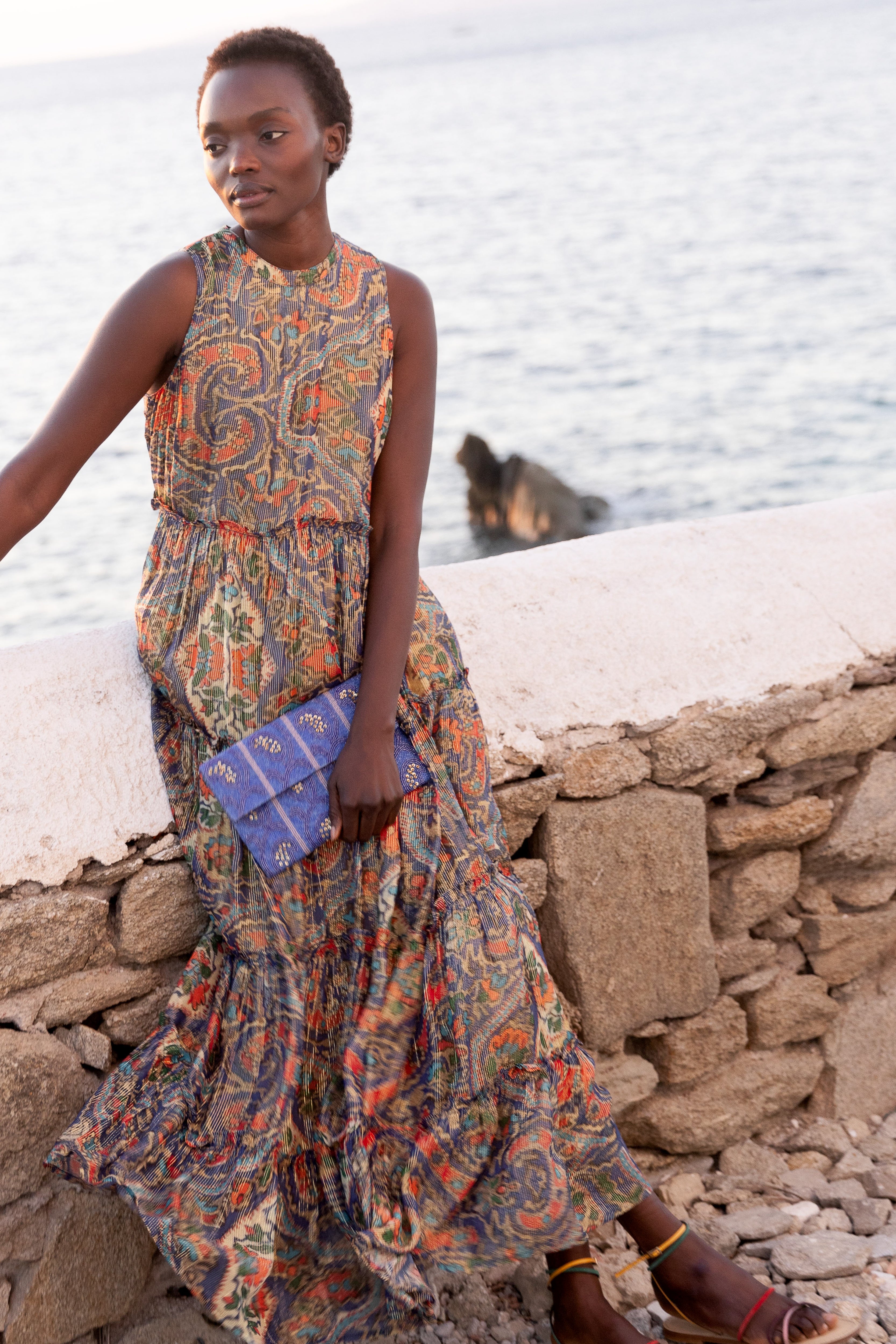 Ruffle Tiered Maxi- Persia Cobalt