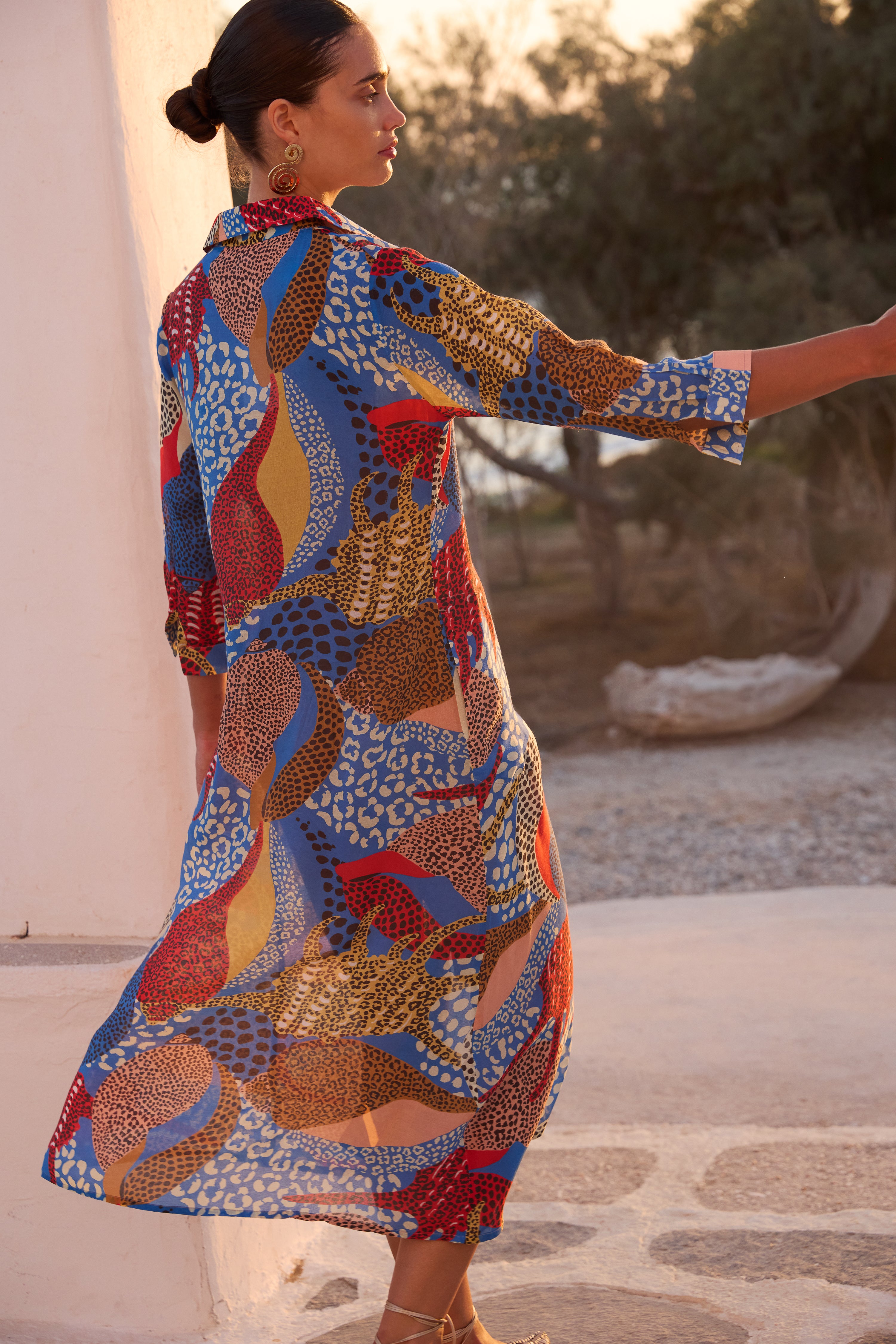 Shirt Dress Midi- Nautilus Blue